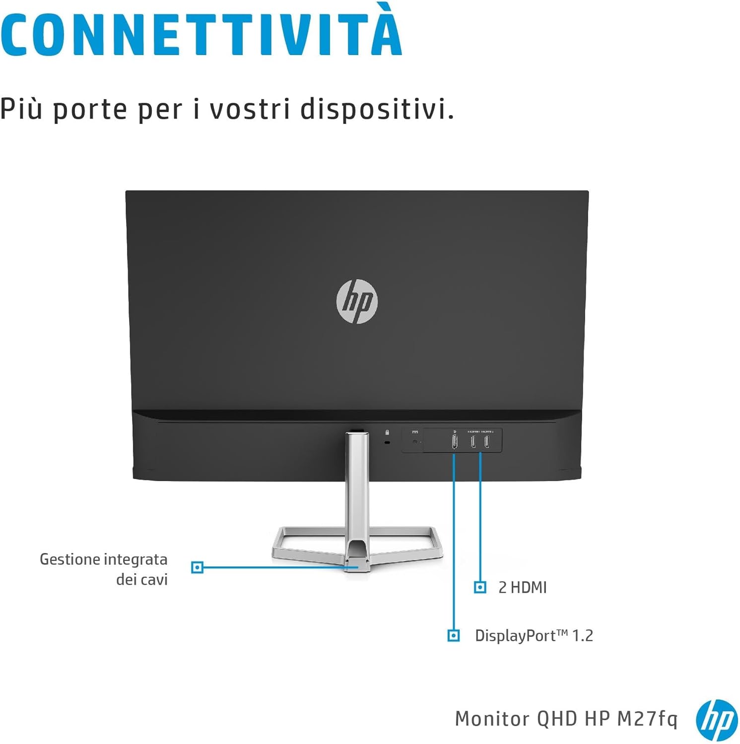 Hp M27fq Monitor IPS QHD 27” Argento - immagine 6