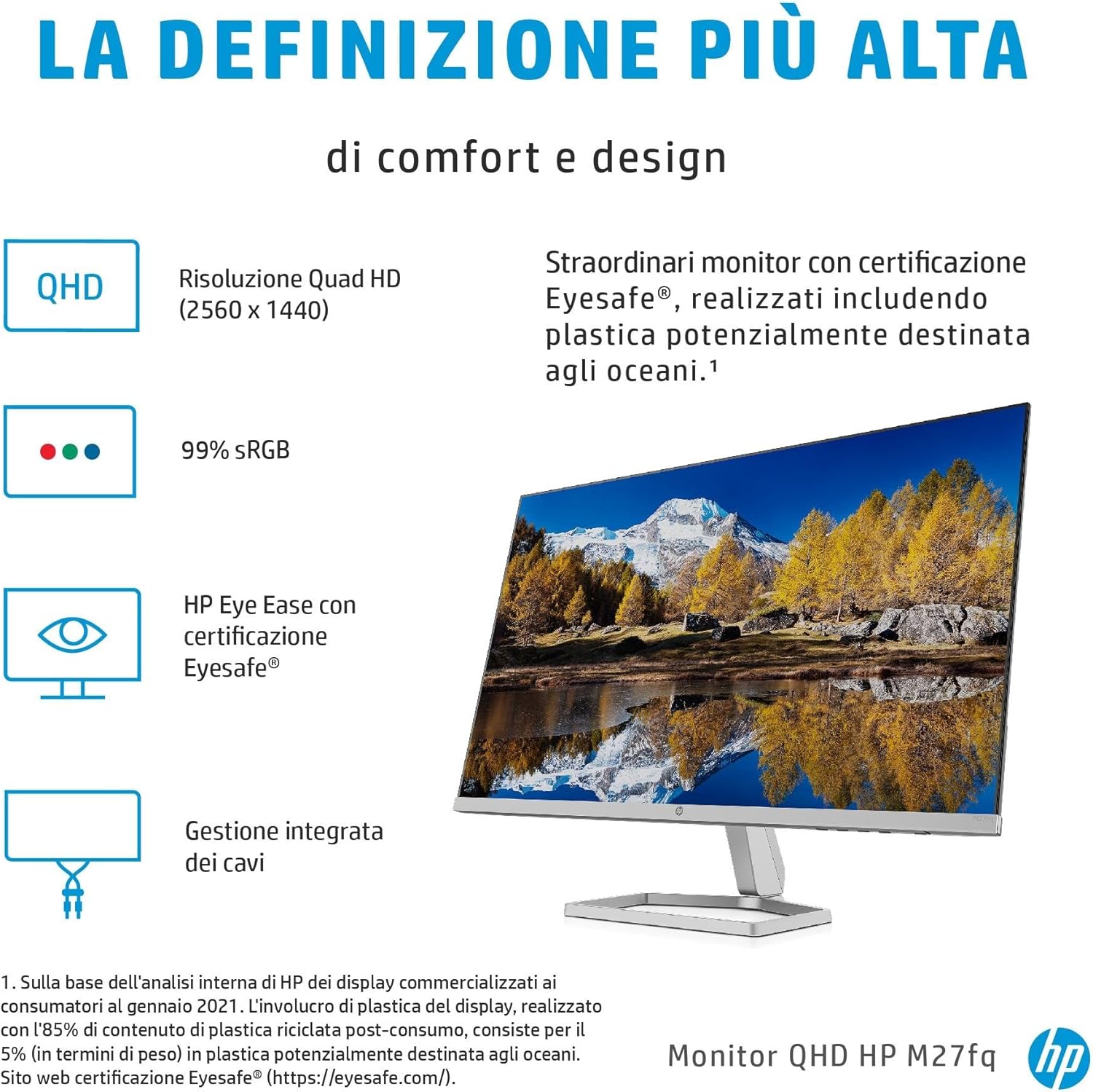 Hp M27fq Monitor IPS QHD 27” Argento - immagine 7