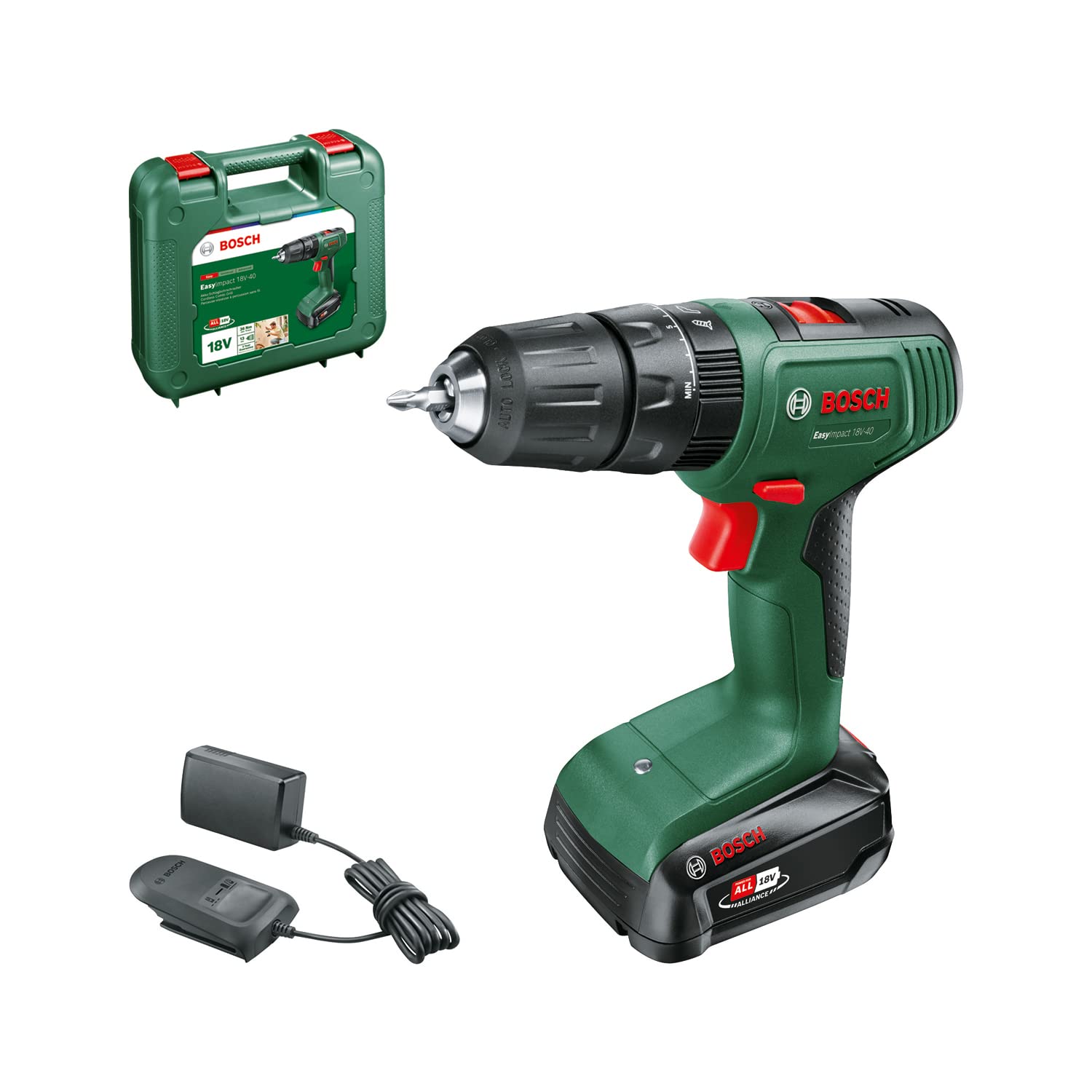 Bosch Trapano con Percussione a Batteria EasyImpact 18V-40