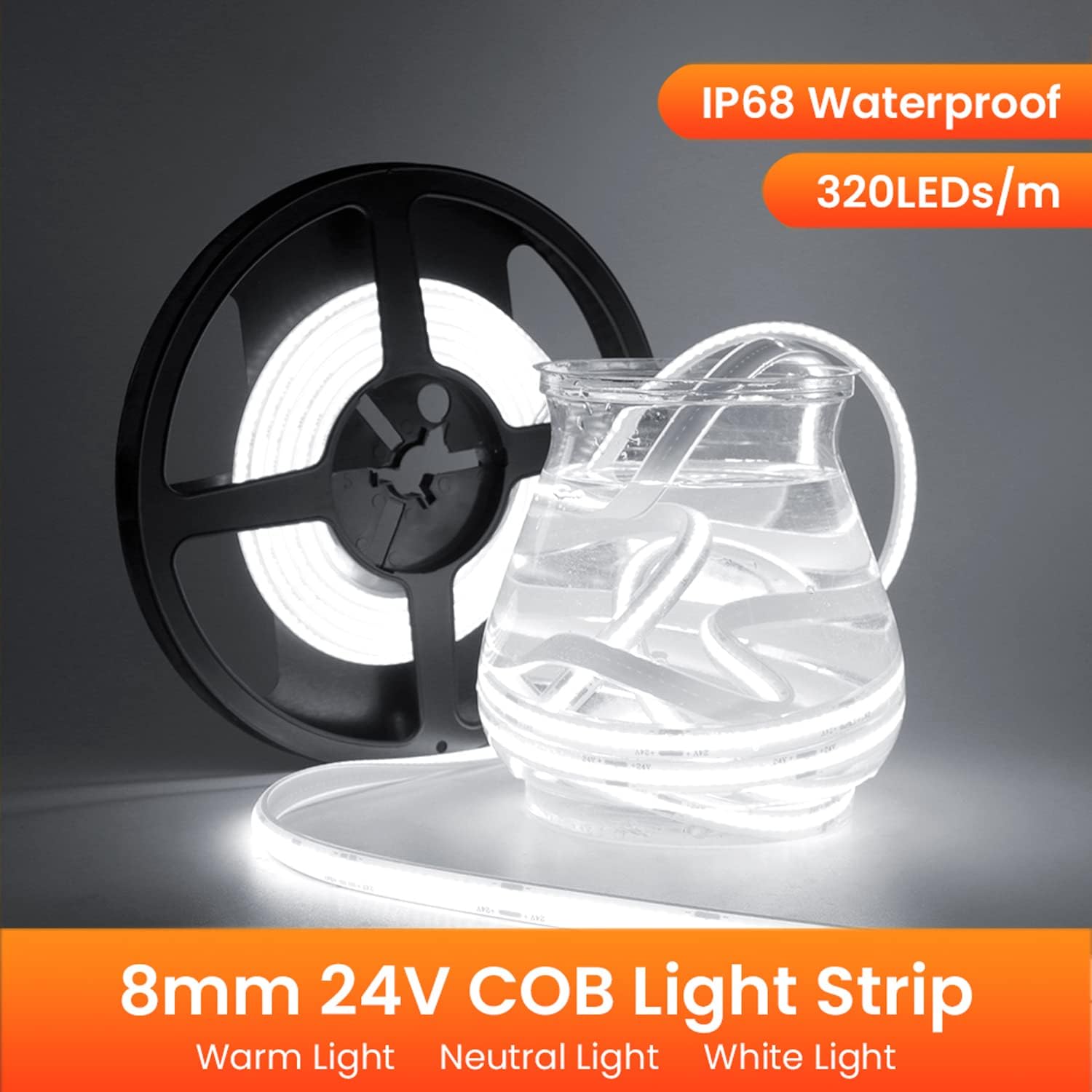 Wisada Striscia LED COB 10m Impermeabile IP68 - immagine 3