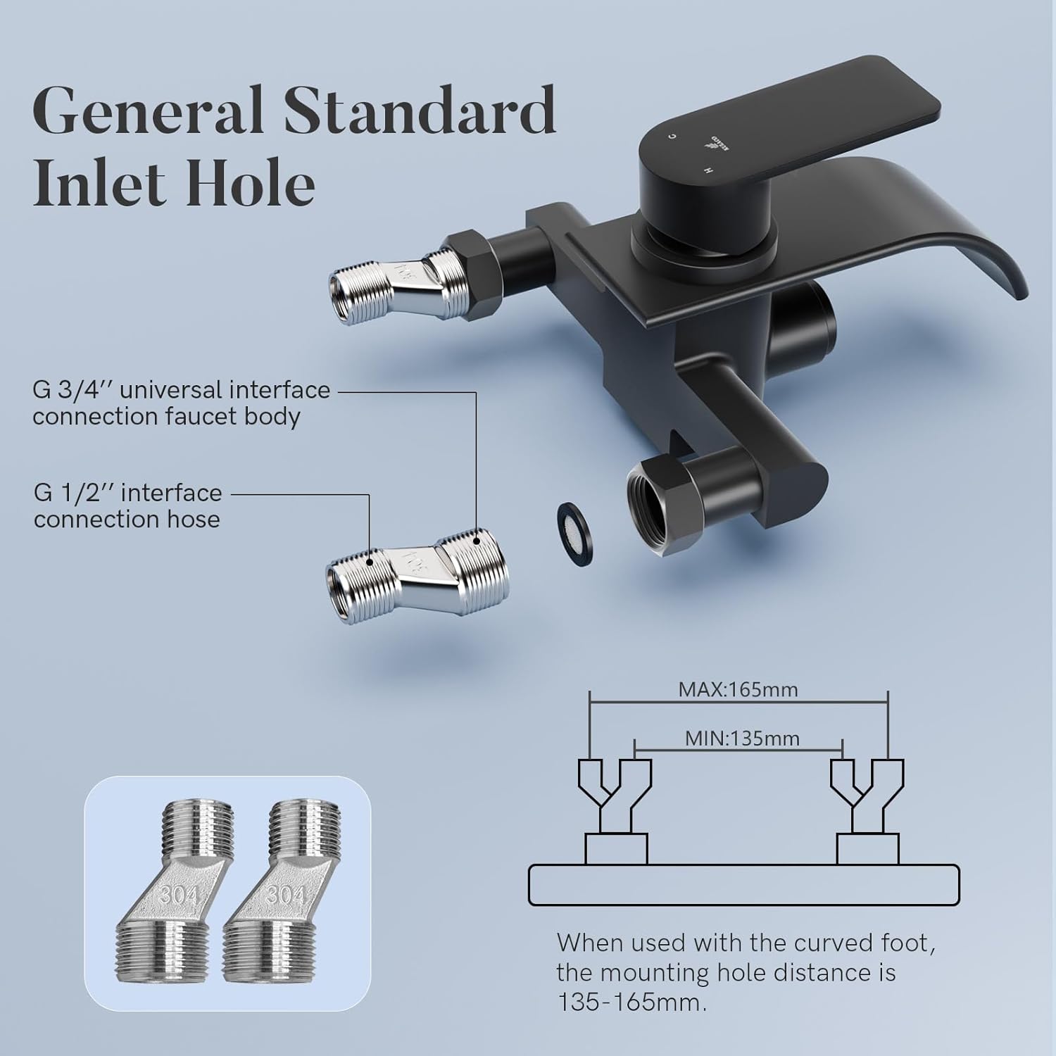 Kulaco Rubinetto Vasca da Bagno a Cascata, Nero - immagine 8