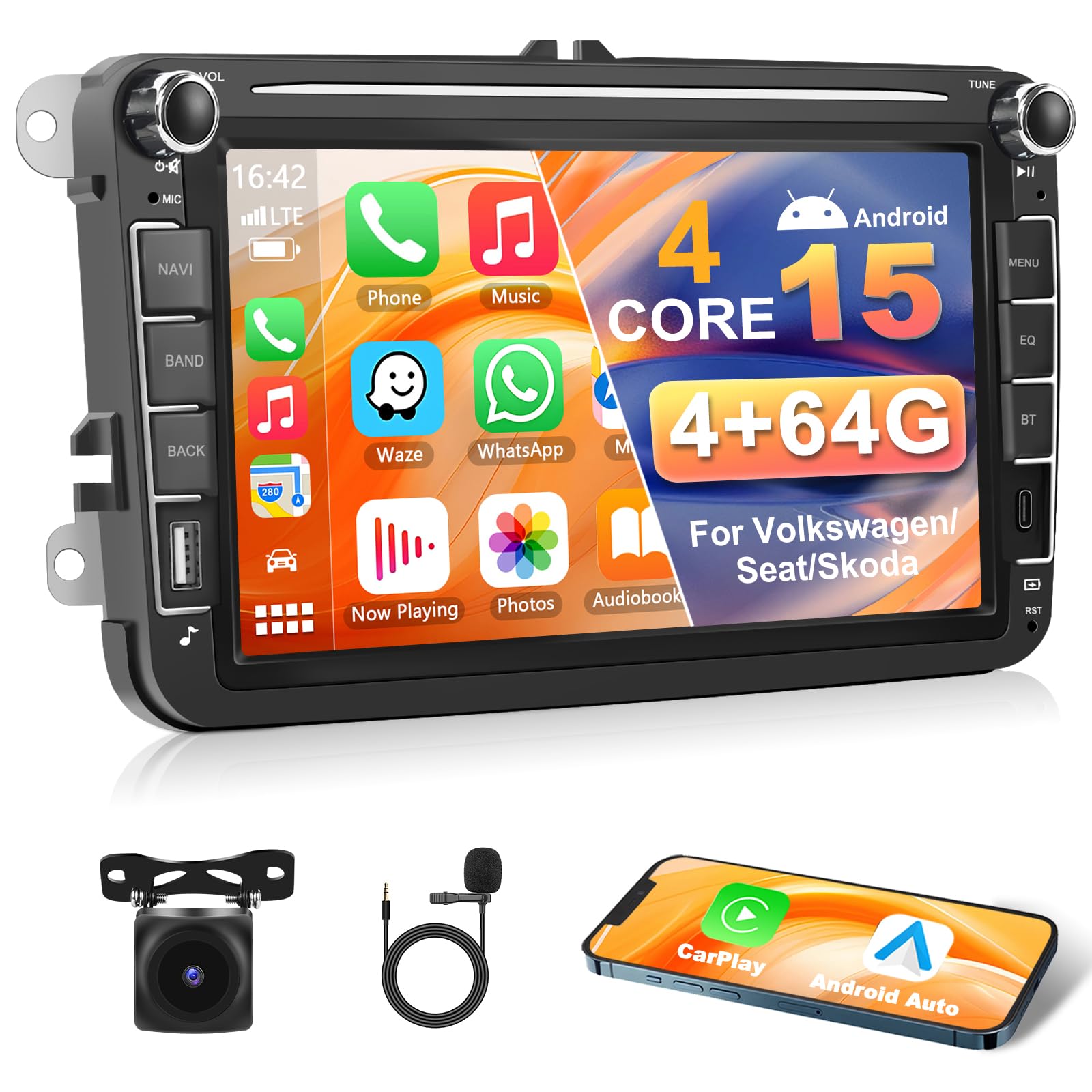 Motorsi Carplay Autoradio 8" per VW Golf 5 Tiguan Passat