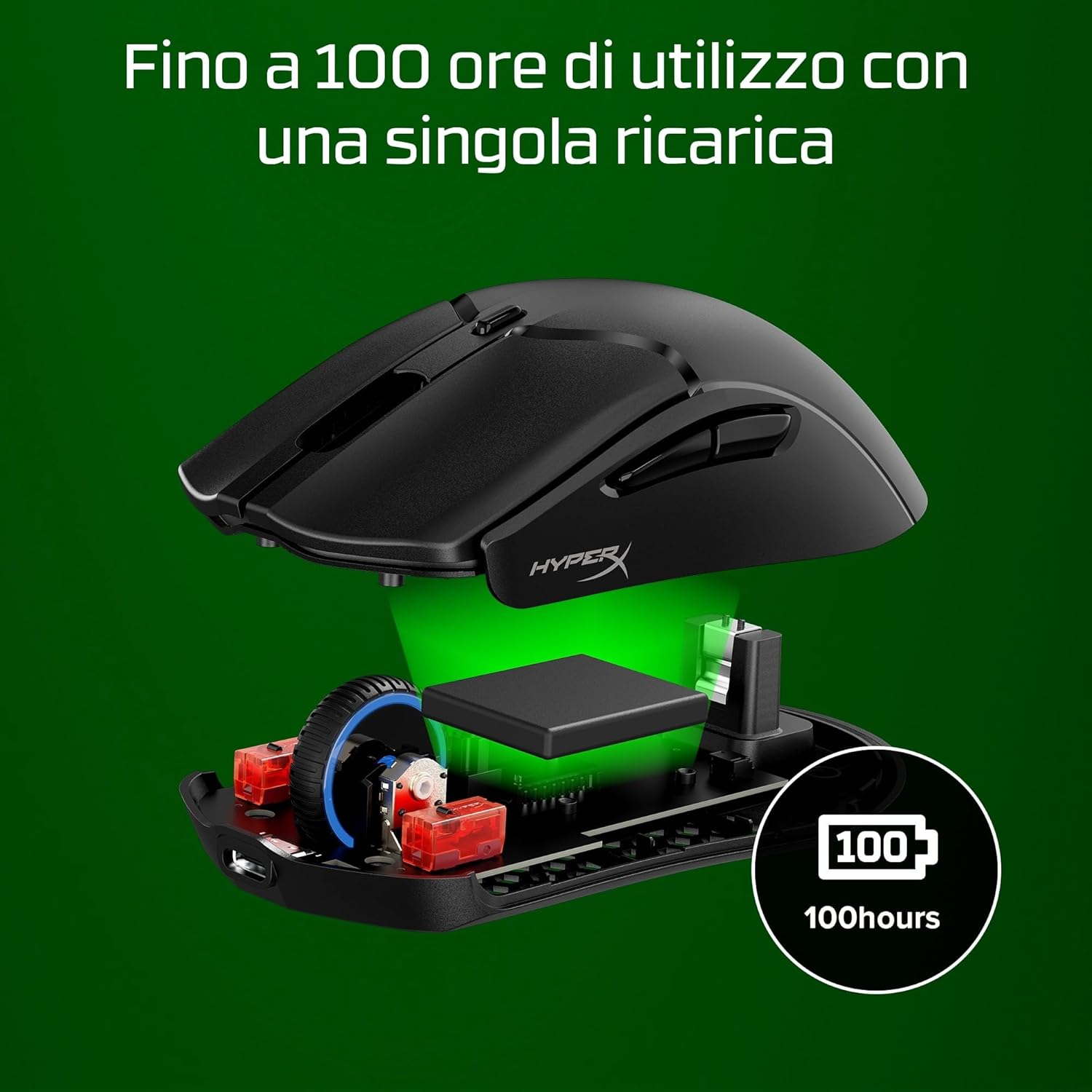 Hyperx Pulsefire Haste 2 Mini - Mouse Gaming Wireless, Nero - immagine 2