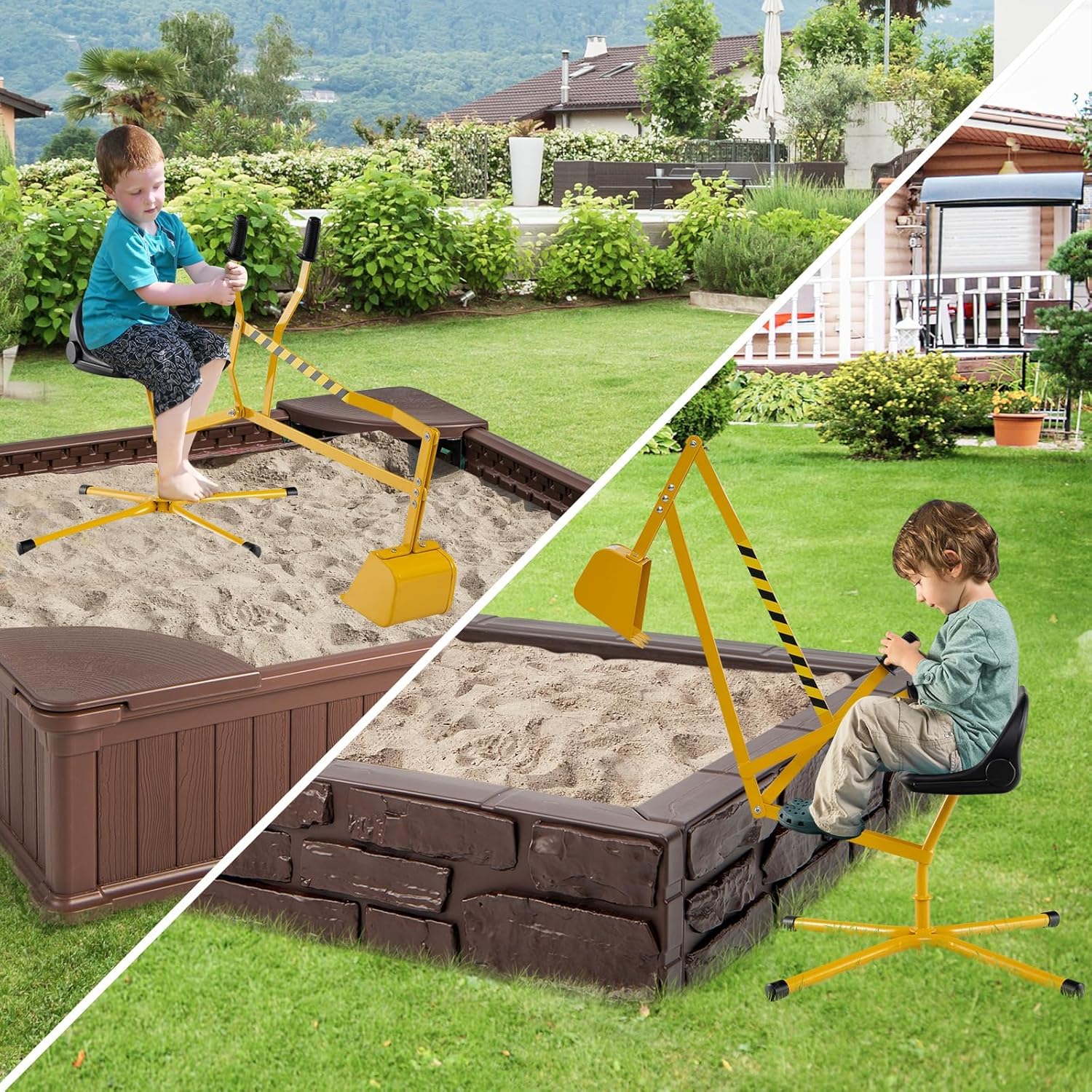 FANTASK Escavatore per Bambini con Sedile Girevole 360°, Giallo - immagine 4