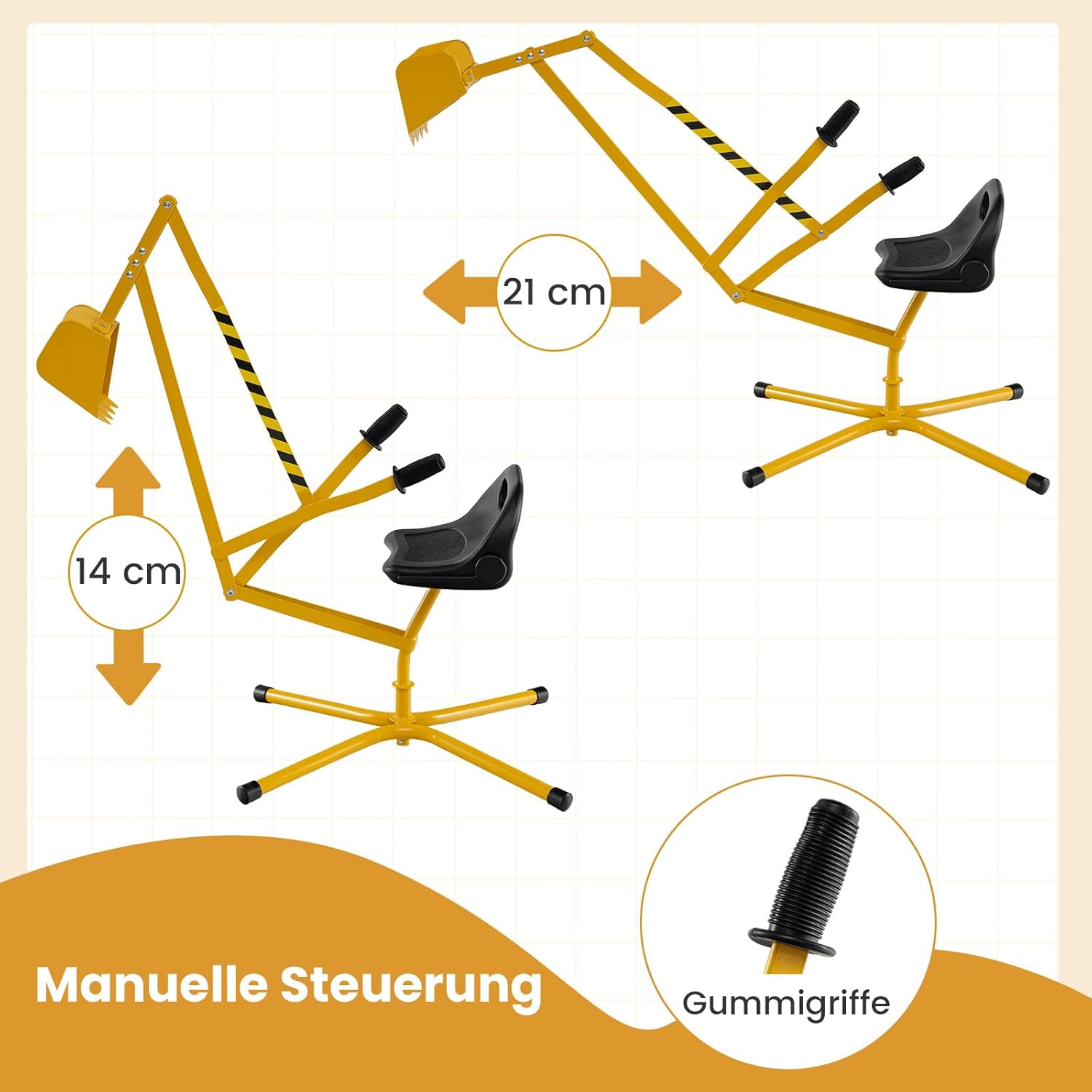 FANTASK Escavatore per Bambini con Sedile Girevole 360°, Giallo - immagine 5