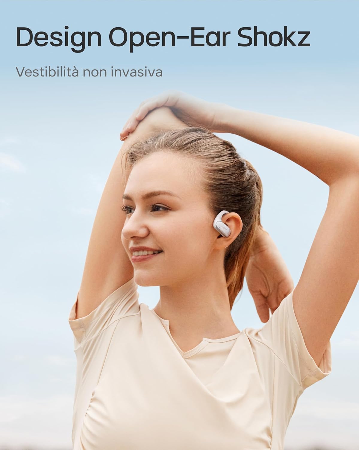 Shokz OpenFit Air - Cuffie Open-Ear Wireless, Bianco - immagine 3