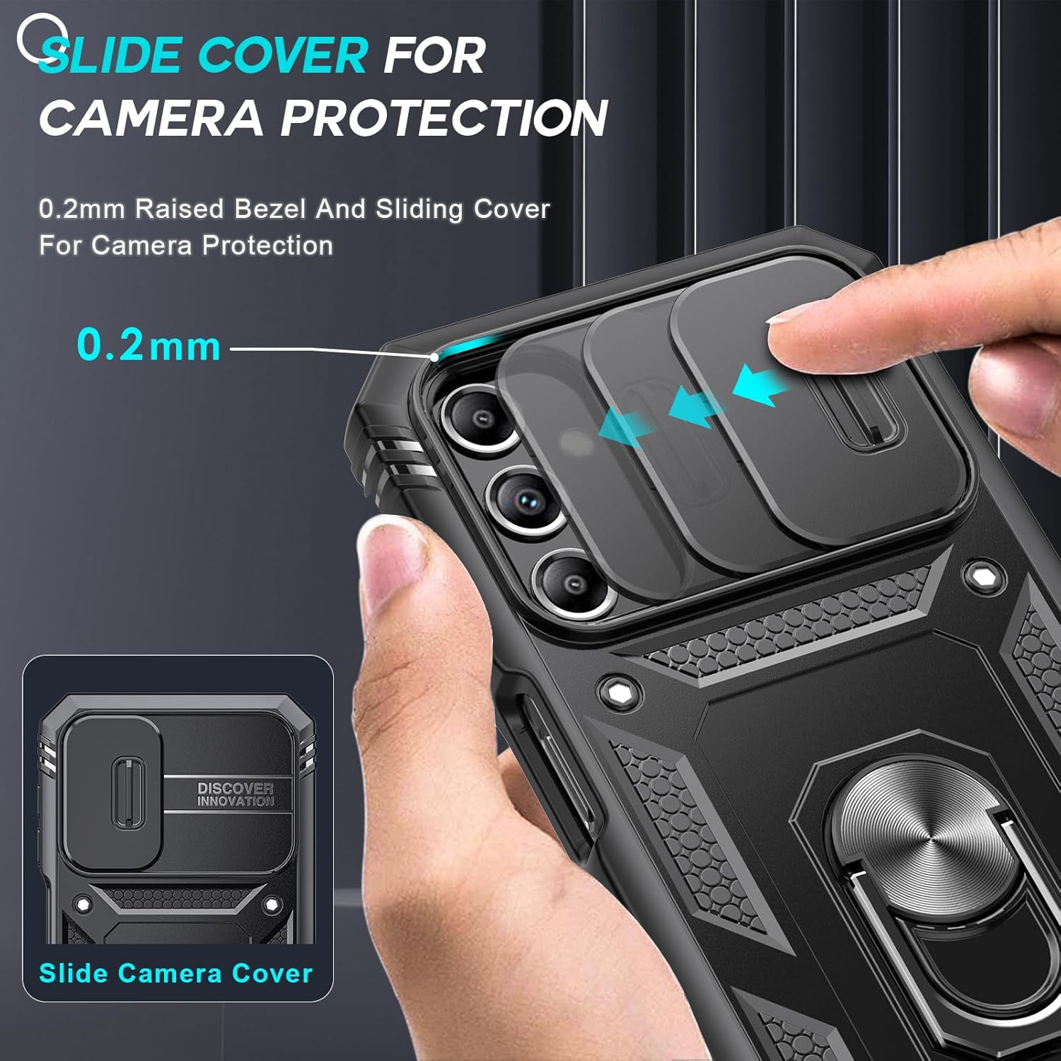 Leyi Cover per Samsung A25 5G con Vetro Temperato, Nero - immagine 2