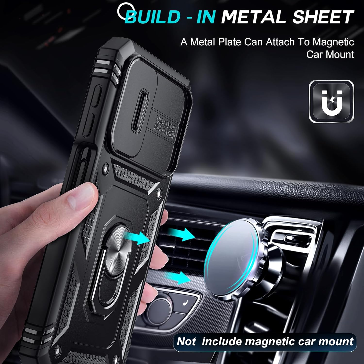 Leyi Cover per Samsung A25 5G con Vetro Temperato, Nero - immagine 4