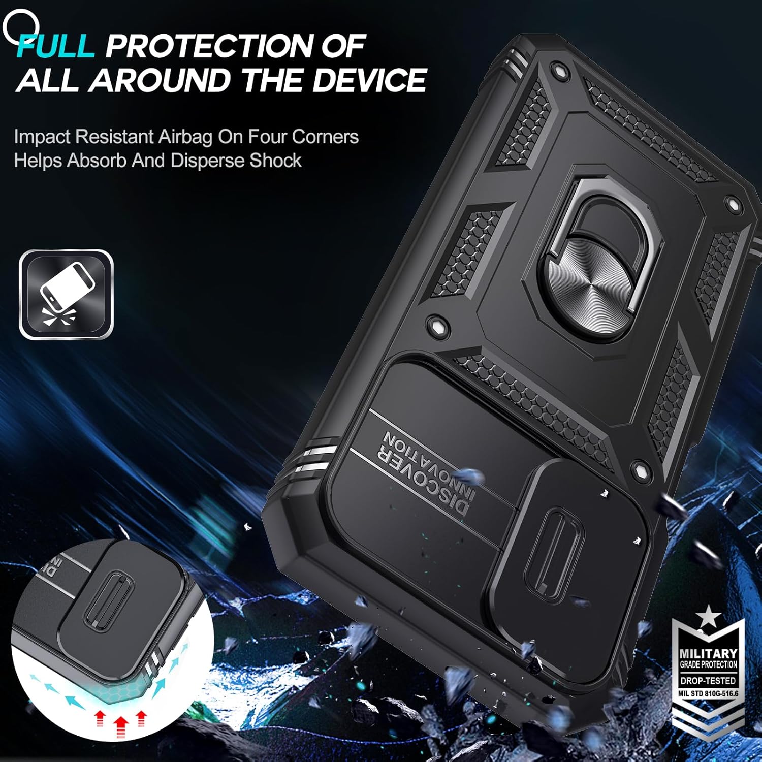 Leyi Cover per Samsung A25 5G con Vetro Temperato, Nero - immagine 6