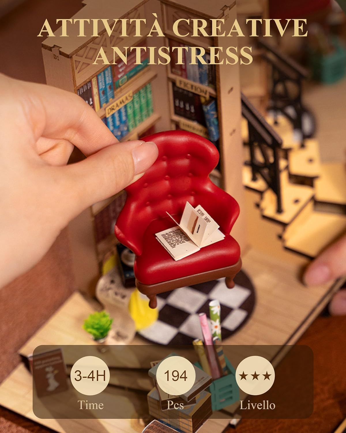 Rolife Book Store Kit Book Nook - Diorama Shakespeare - immagine 6