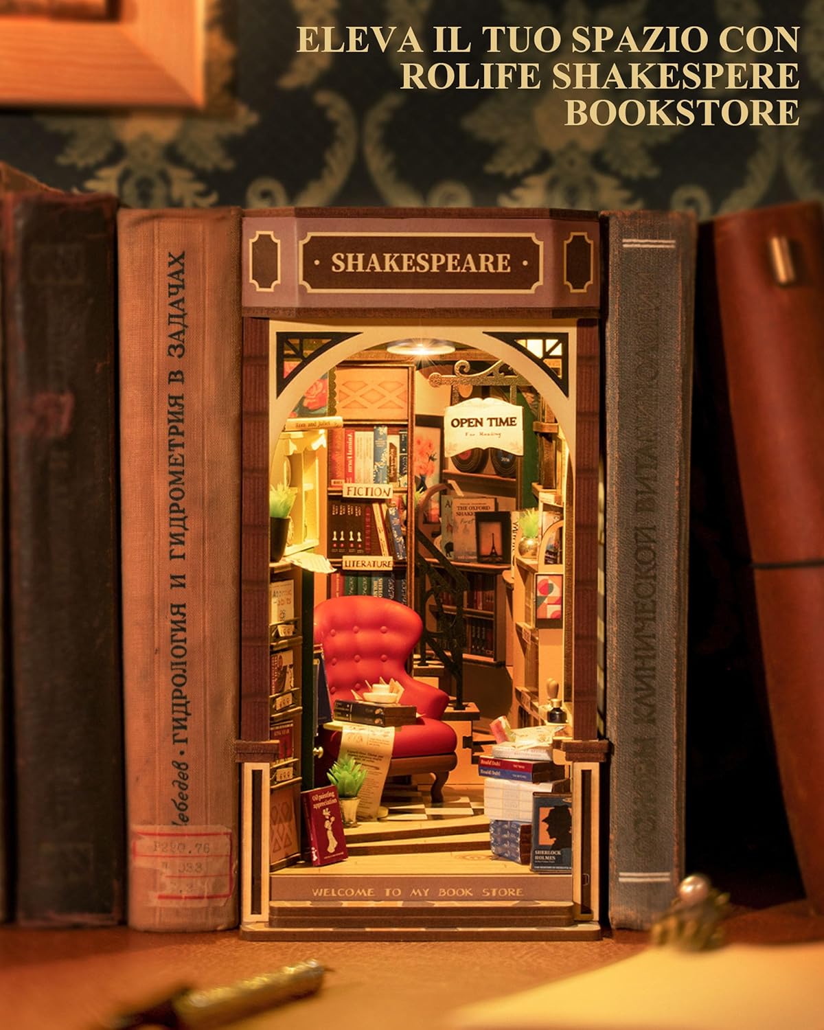 Rolife Book Store Kit Book Nook - Diorama Shakespeare - immagine 7