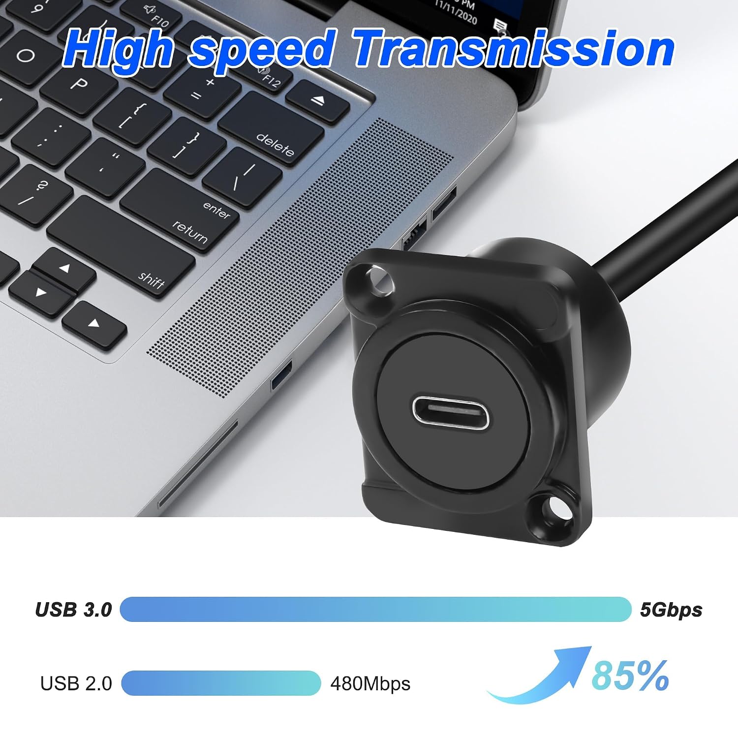 XMSJSIY Tipo D USB C 3.0 Panel Mount prolunga di tipo C maschio a C ...