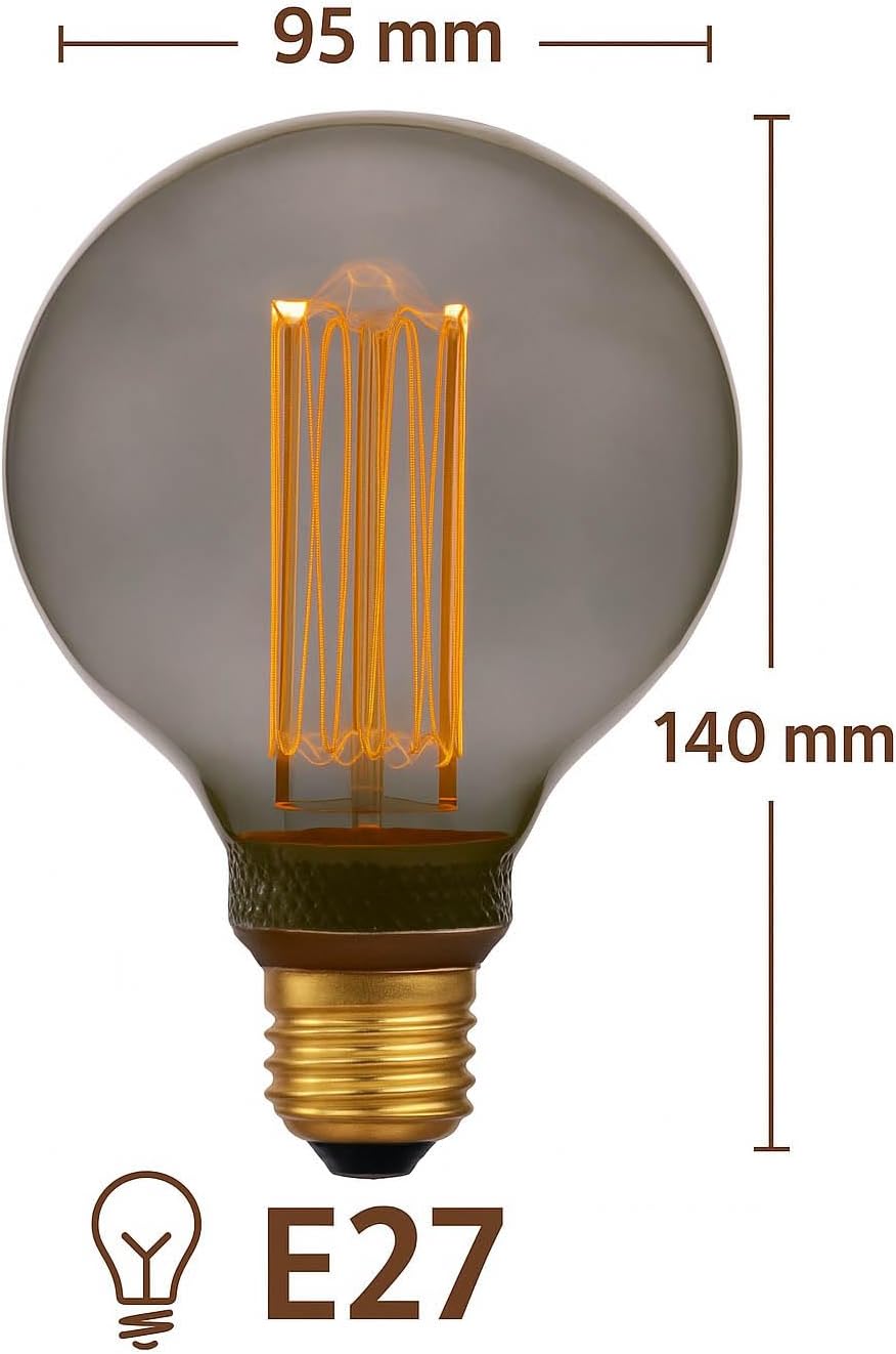 Greenandco 8x Lampadina LED Vintage E27 G95 4W - immagine 3