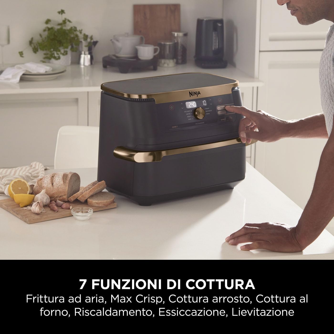 Ninja Foodi FlexDrawer - Friggitrice ad Aria 10.4L, Nero/Rame - immagine 5