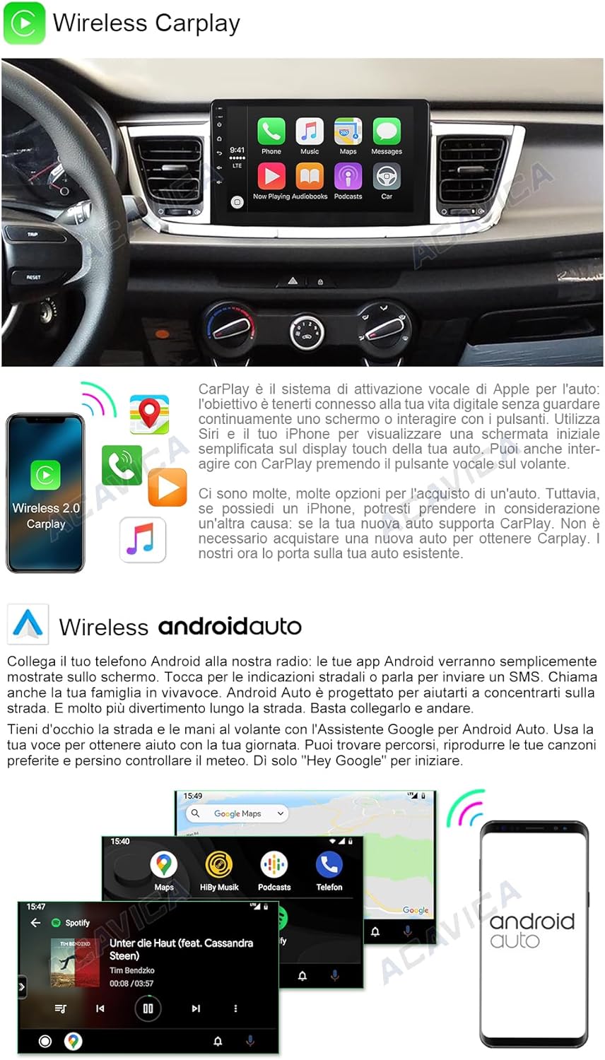 Acavica Android 13 Autoradio per Kia Rio MK4 (2018-2023) 9'' - immagine 3