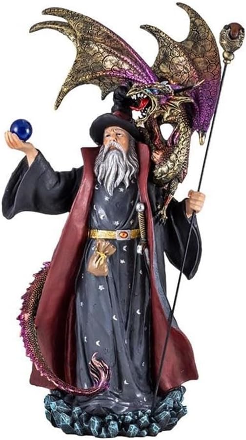 Inmaculada Romero IR Stregone con Drago Figura 48 cm. Immagine Resina Colore