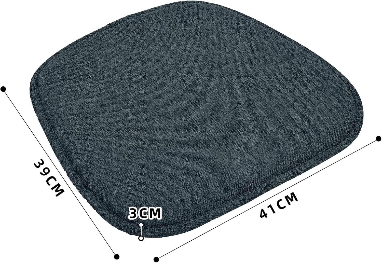 Havargo Set 4 Cuscini Antiscivolo per Sedie 41x39cm, Nero - immagine 3