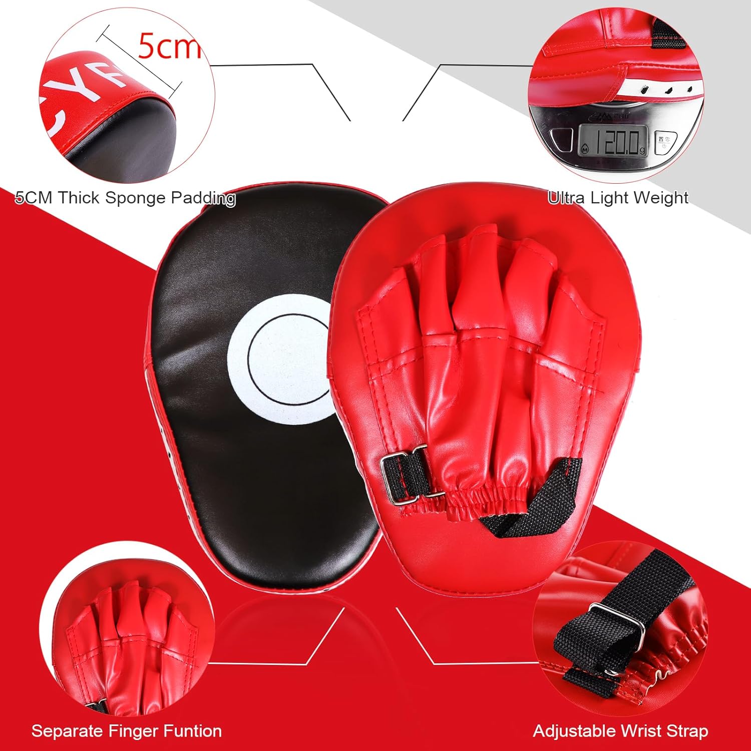 DEWEL Kit da Boxe 4 Pezzi, Rosso - immagine 4