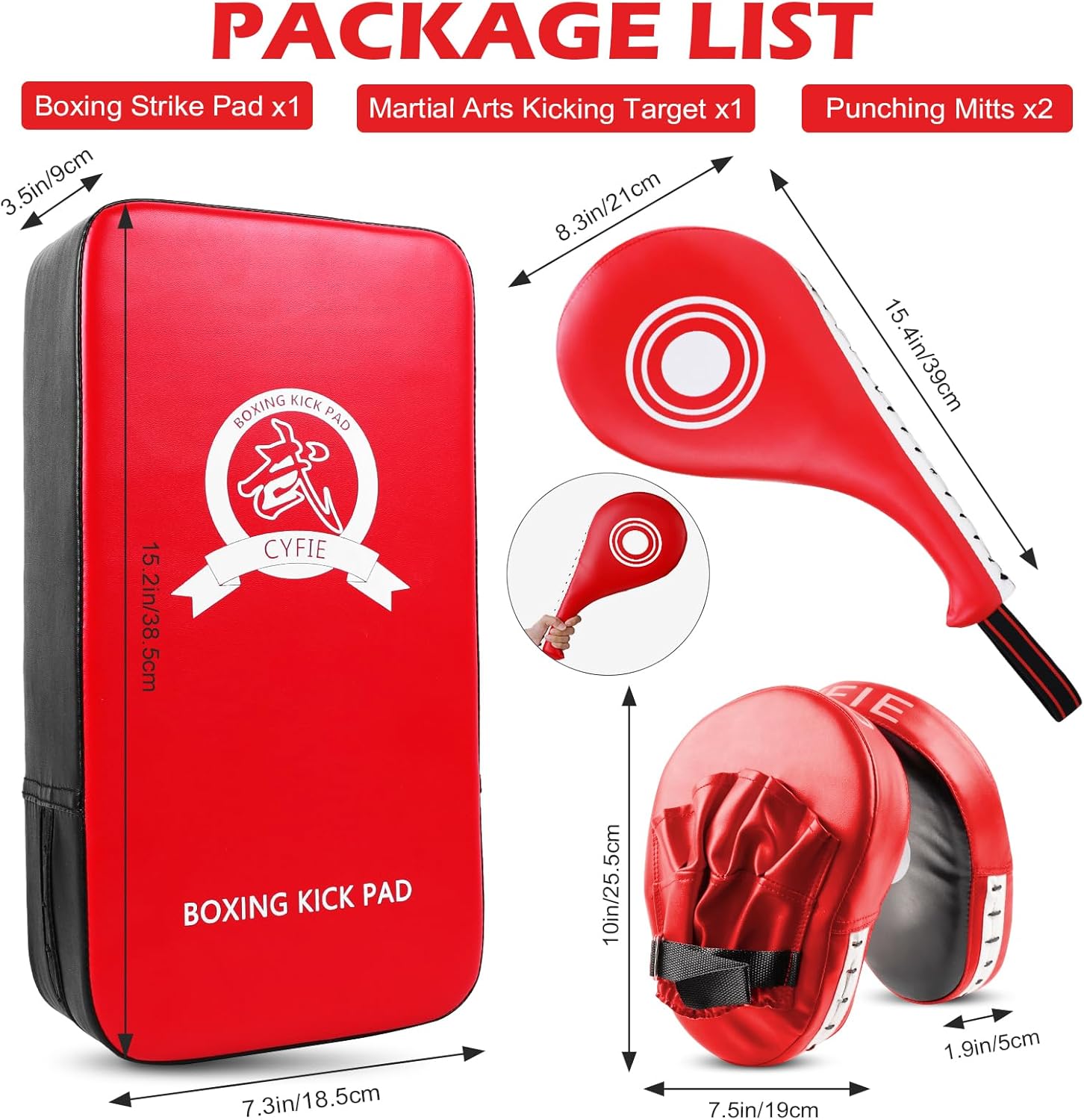 DEWEL Kit da Boxe 4 Pezzi, Rosso - immagine 5