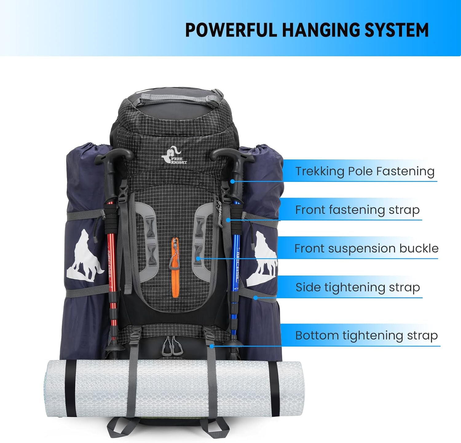 Bseash Zaino da Campeggio Impermeabile 80L - immagine 5