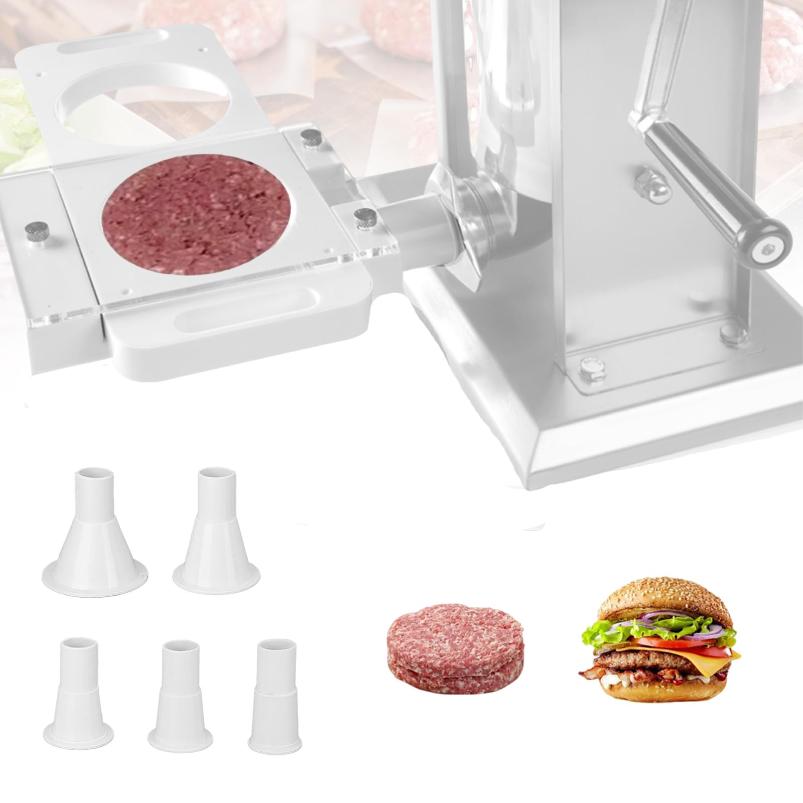 Pressa per Hamburger Automatica con 5 Tubi Adattatori