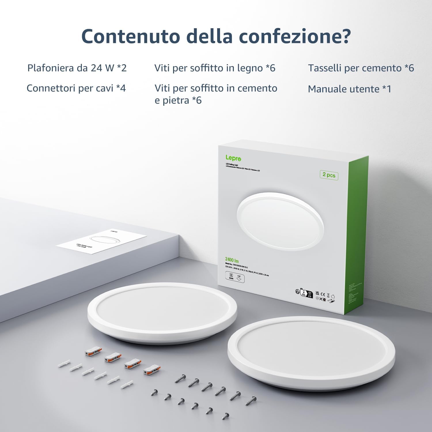 Lepro Plafoniera LED Soffitto 24W [2 pcs] Ø29.3CM - immagine 9