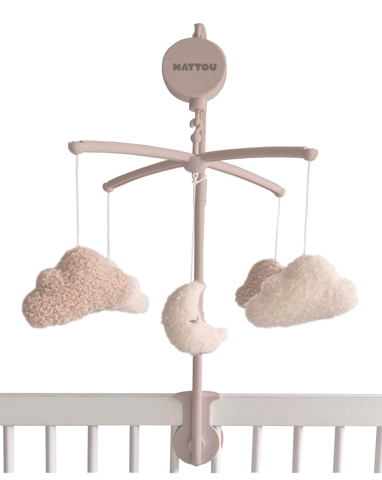Nattou Wooden Musical Mobile Moon Cloud TEDDY, 65 cm, Teddy Beige Ecru