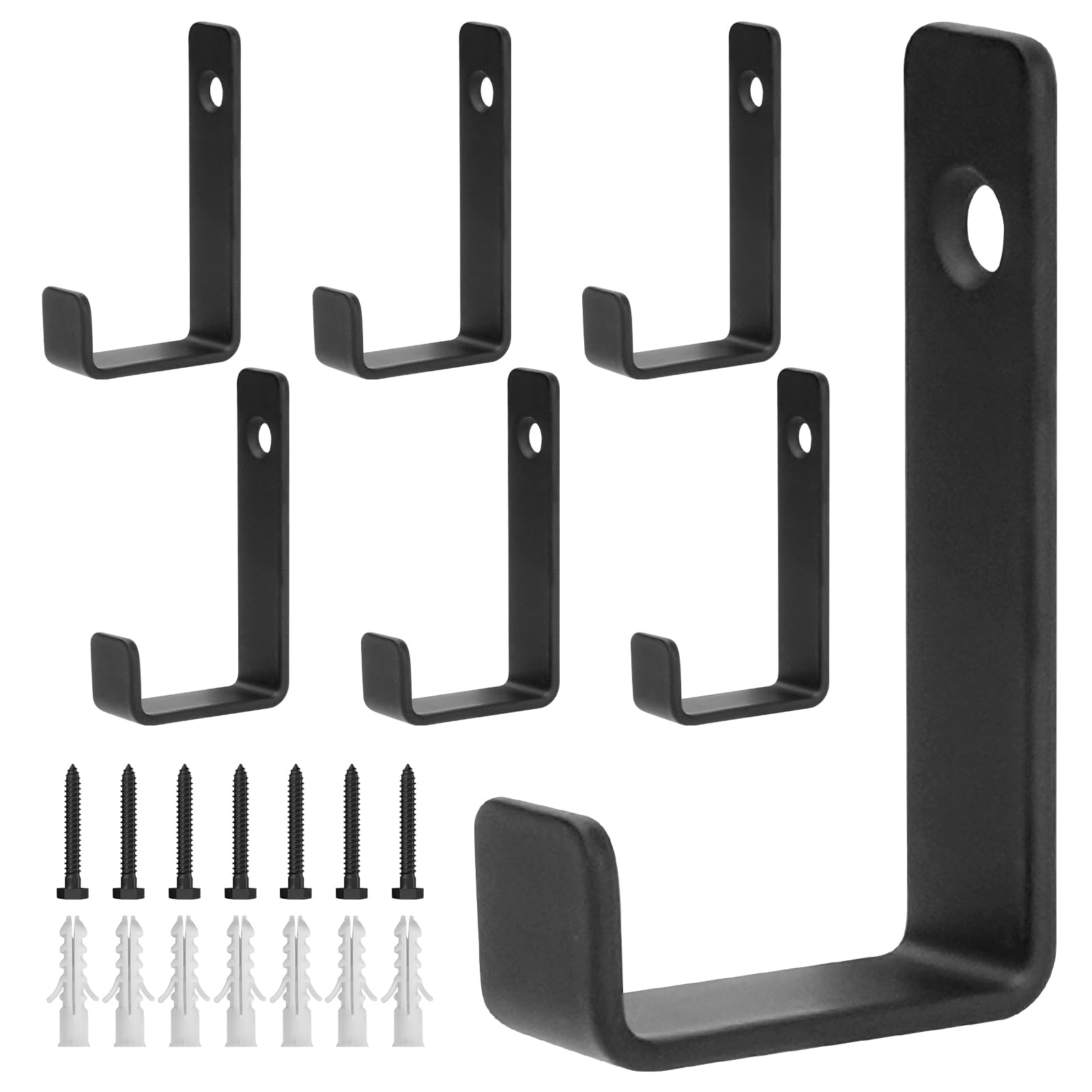 7 Pz Ganci Appendiabiti da Muro, Gancio Appendiabiti da Parete in Metallo, Ganci Muro Singolo Neri per Abiti Cappelli Borse Chiavi in Camera da Letto Bagno Cucina Soggiorno Corridoio (Foro Singolo)