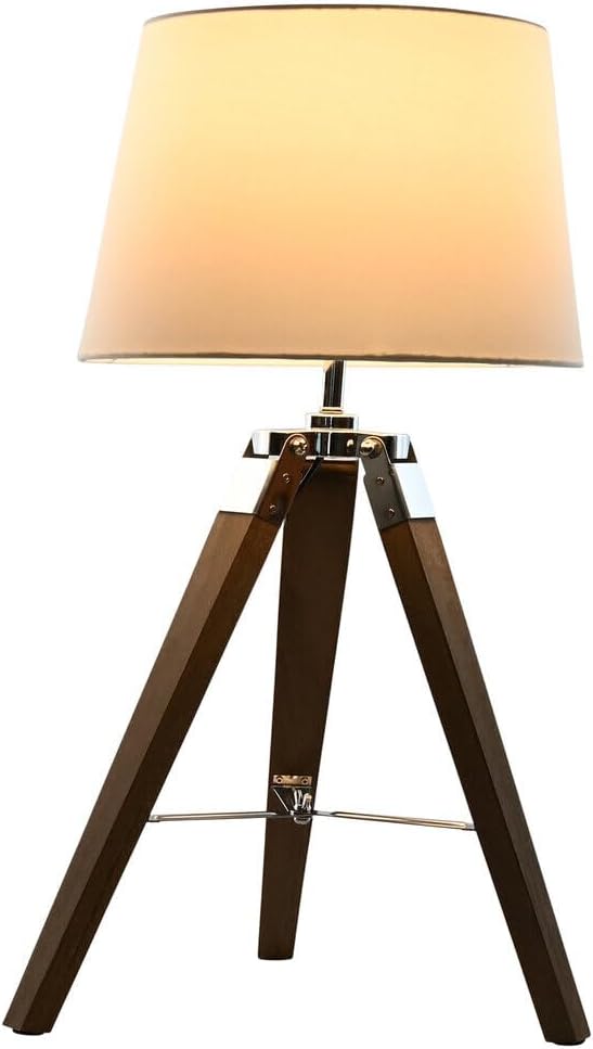 LAMPARA SOBREMESA MADERA ALGODON 36X36X60 TRIPODE