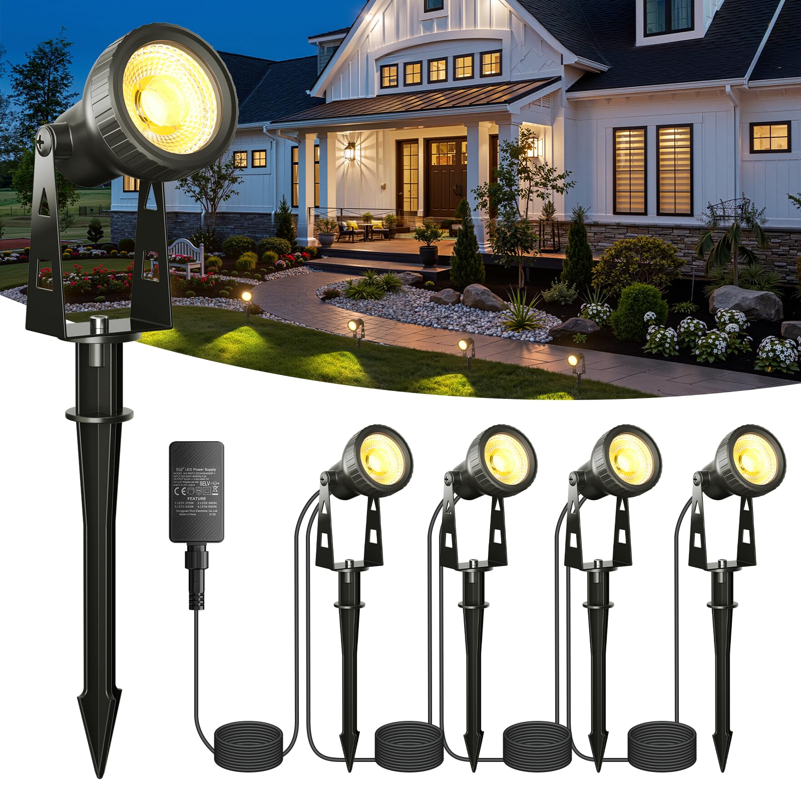 Kawaya 4-In-1 Faretti da Esterno 14M, Giallo Caldo