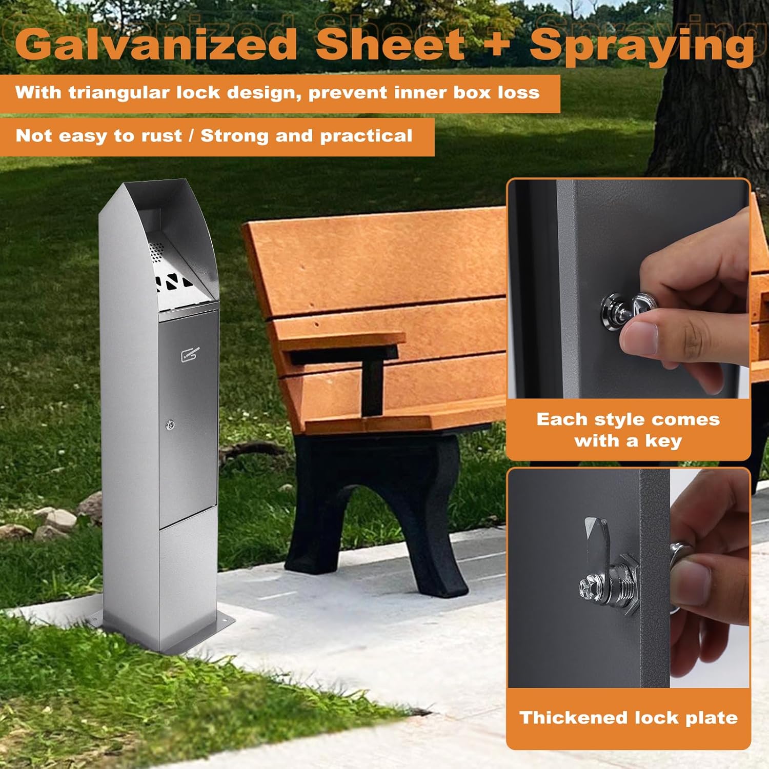 Poweka Posacenere da Pavimento per Esterni, Argento - immagine 3