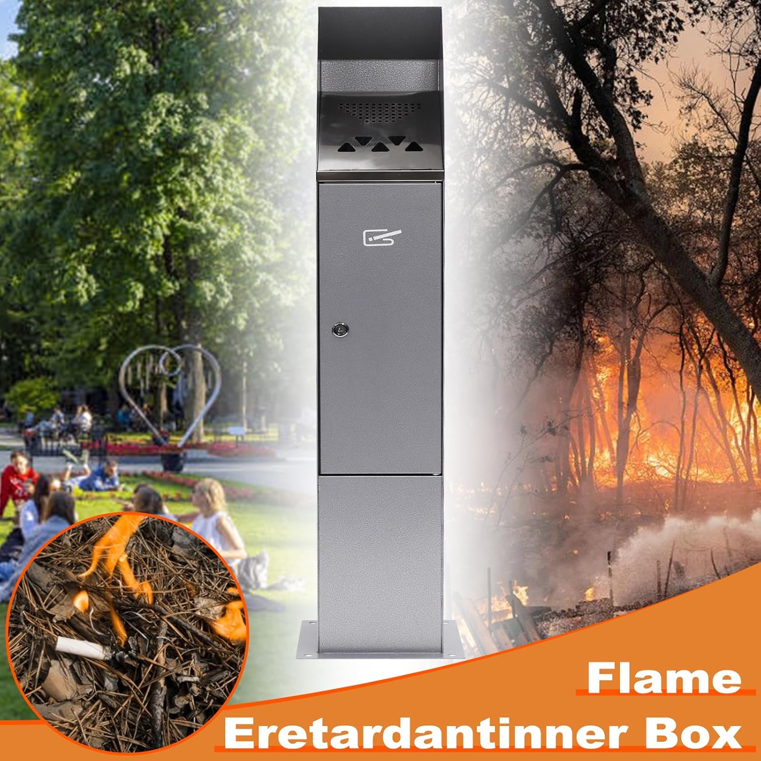 Poweka Posacenere da Pavimento per Esterni, Argento - immagine 4