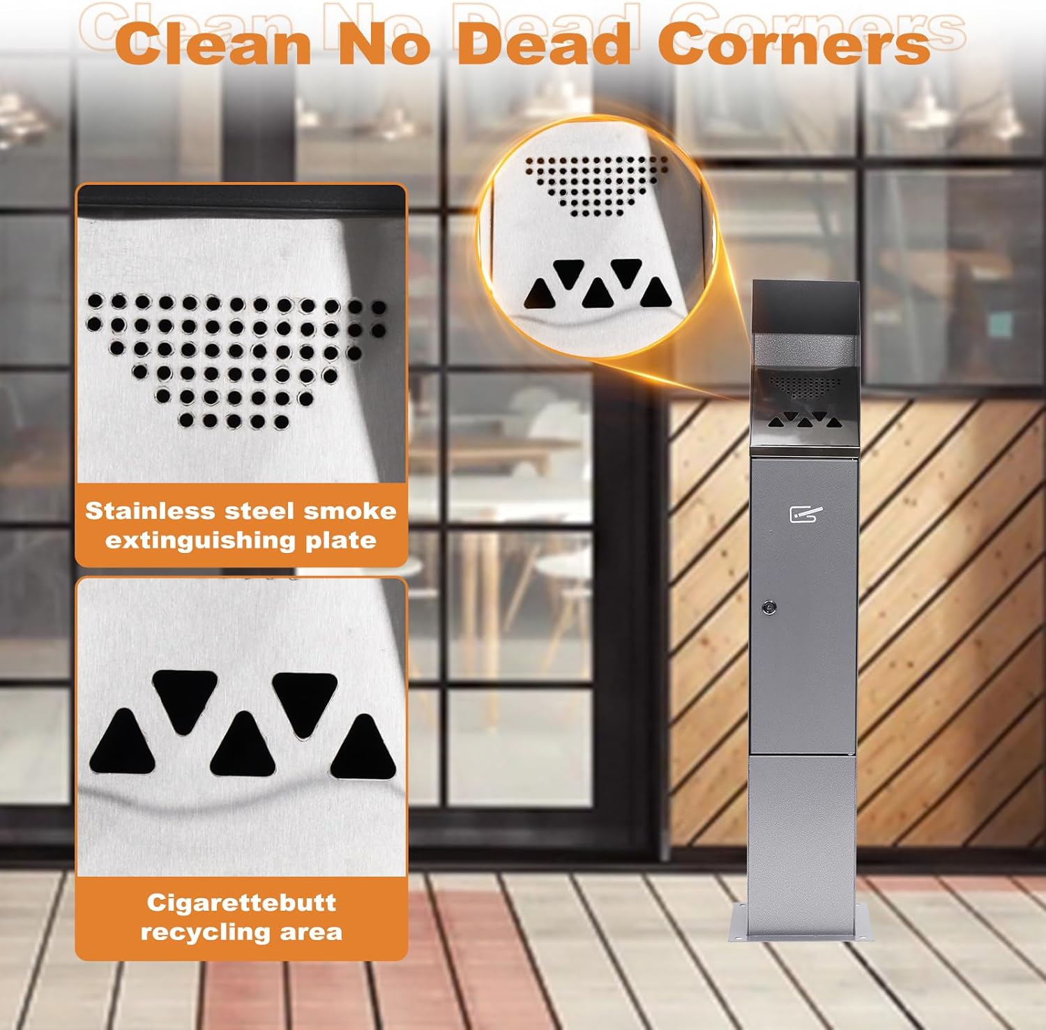 Poweka Posacenere da Pavimento per Esterni, Argento - immagine 5