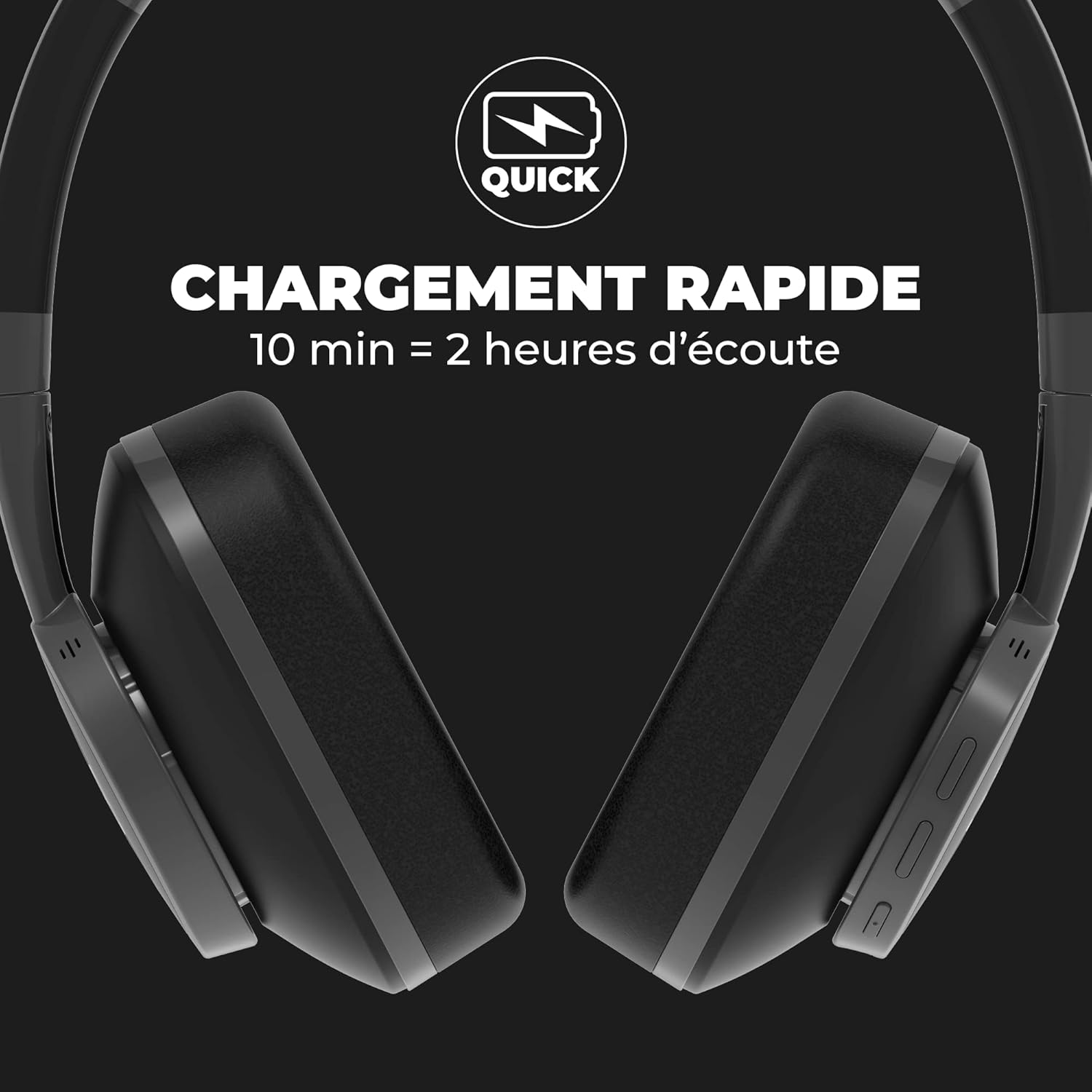 Deebee Pulse Cuffie Bluetooth ANC 40mm, Nero - immagine 4