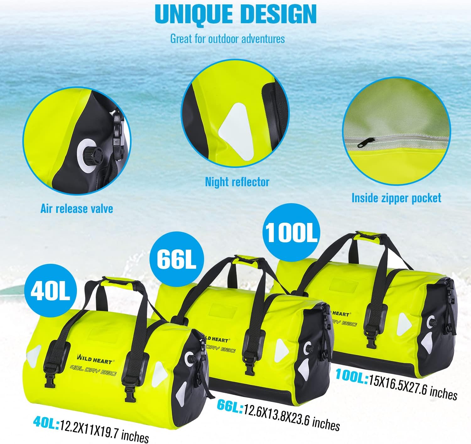 WILD HEART Borsone Impermeabile 40L 66L 100L - immagine 6