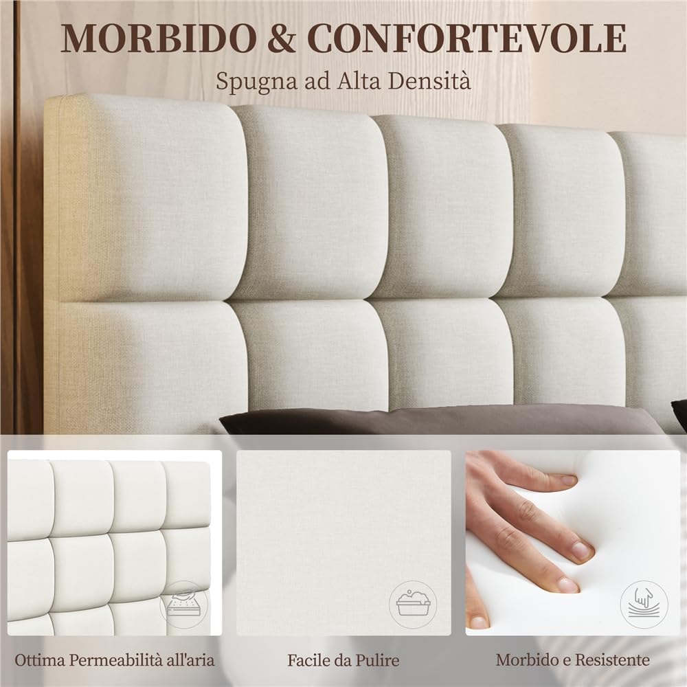 Yaheetech Letto Imbottito 140x200cm Beige - immagine 4