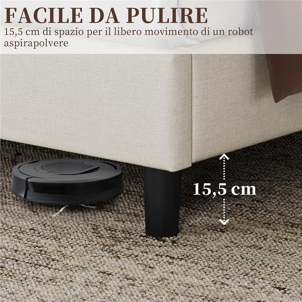 Yaheetech Letto Imbottito 140x200cm Beige - immagine 6