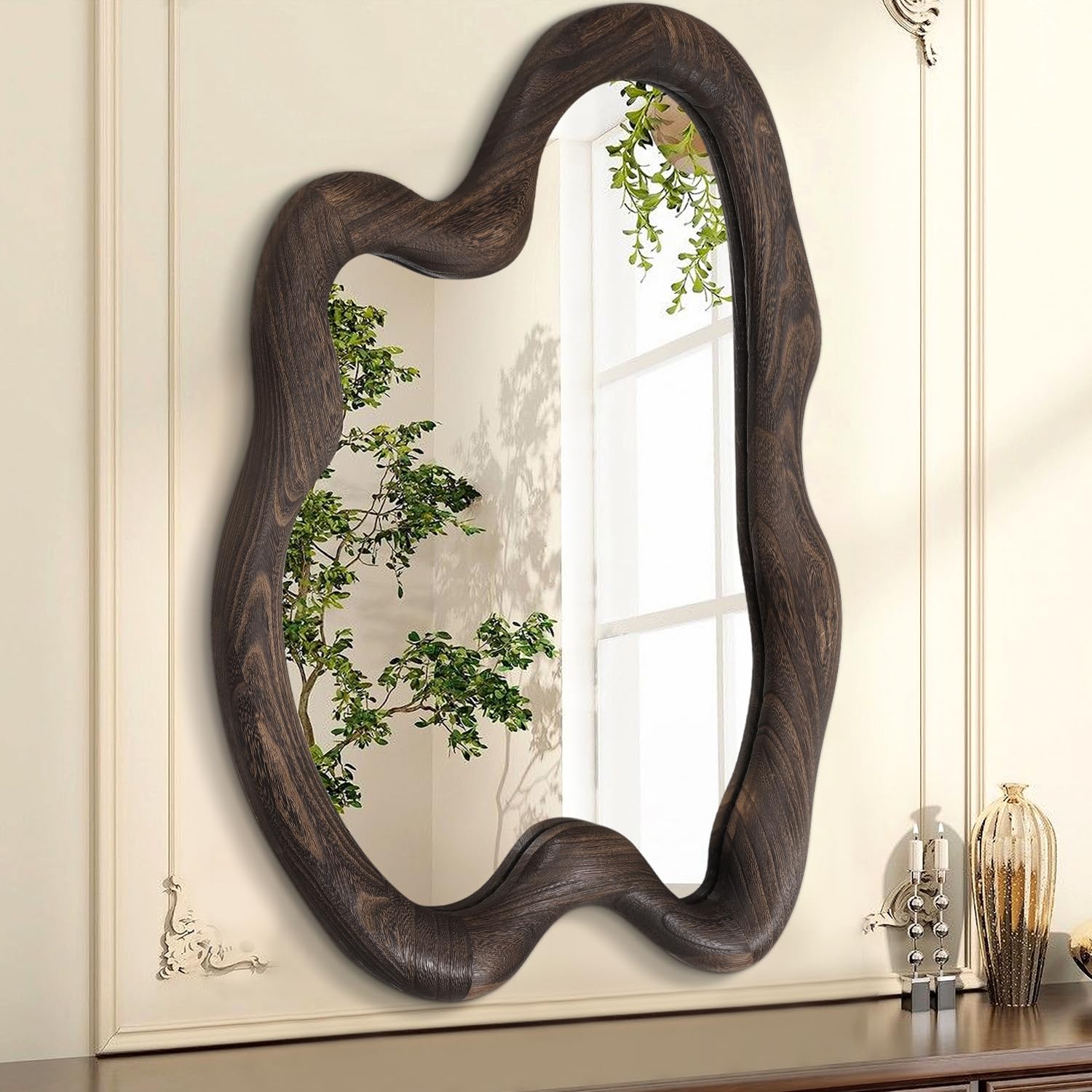 Aazzkang - Specchio da Parete Vintage 70x50cm Marrone