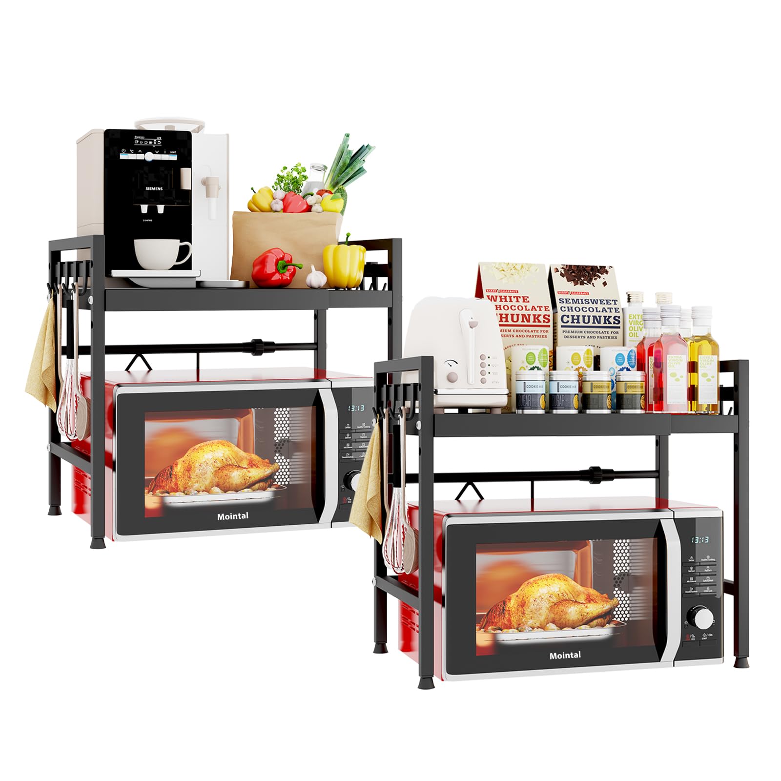Mointal 2 Pezzi Scaffale Microonde Regolabile, Nero