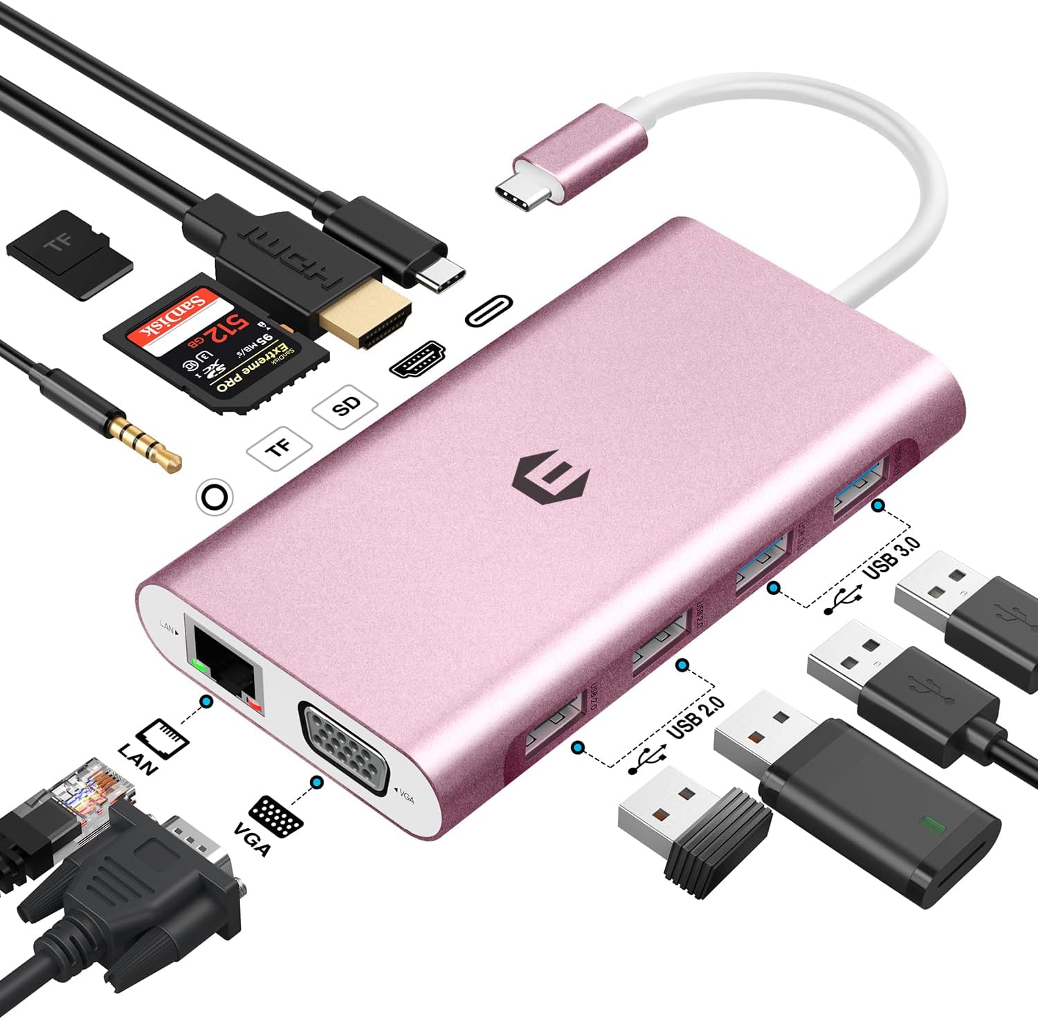Hub USB C 11 in 1 con HDMI 4K e Ethernet - immagine 1