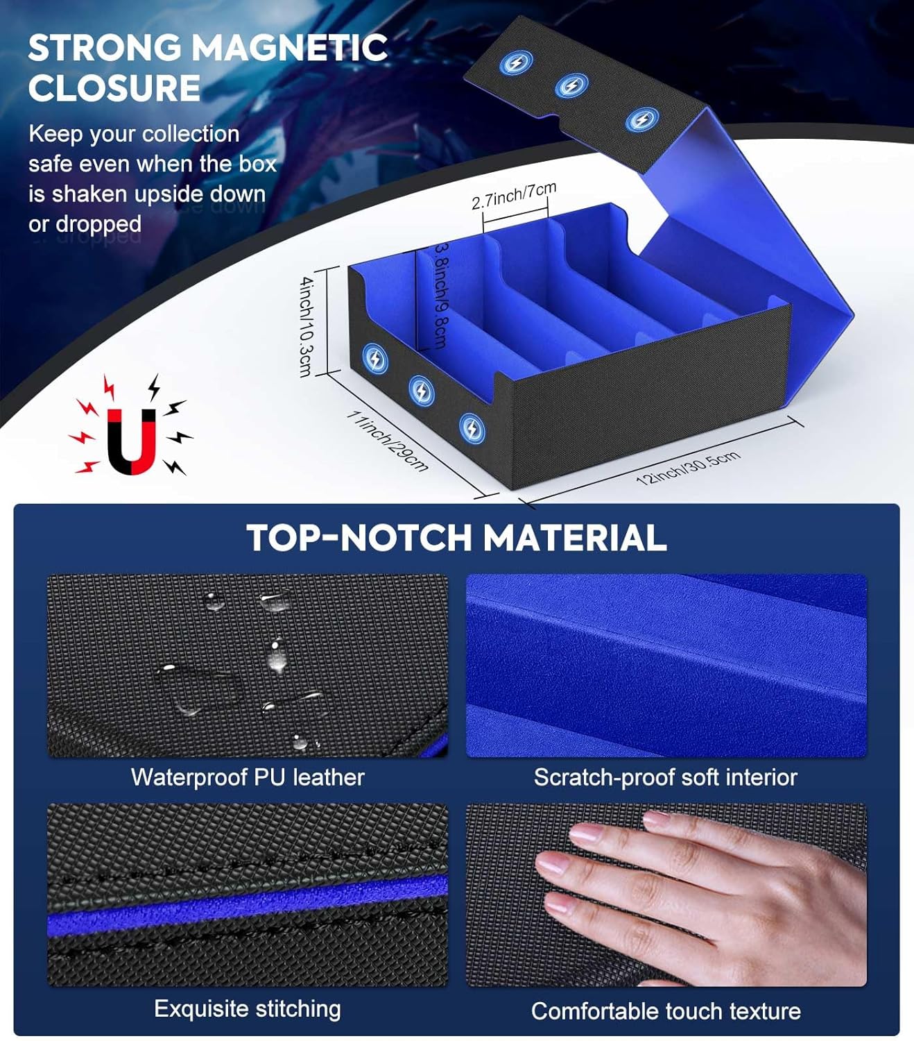 Moko Custodia per Carte da Gioco 3000+ MTG, Nero Blu - immagine 6