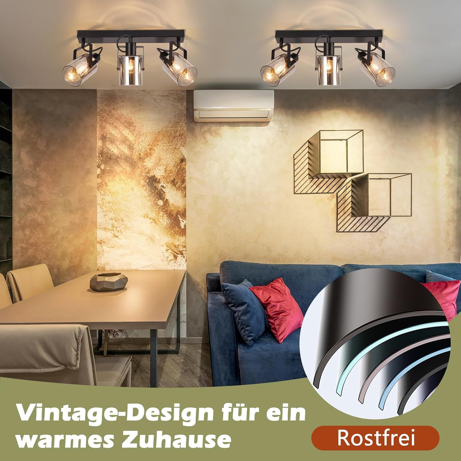 Cbjktx Faretto da Soffitto Nero 3 Fiamme E14 - immagine 3