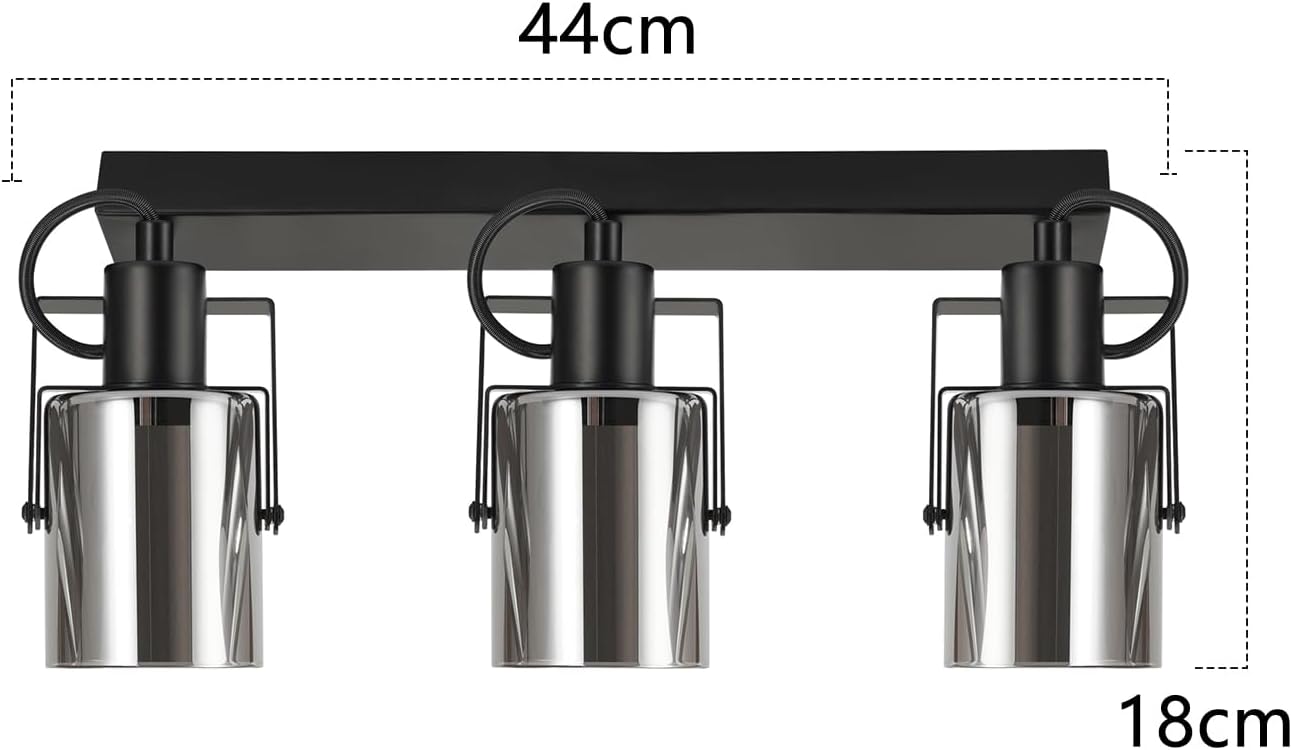 Cbjktx Faretto da Soffitto Nero 3 Fiamme E14 - immagine 5