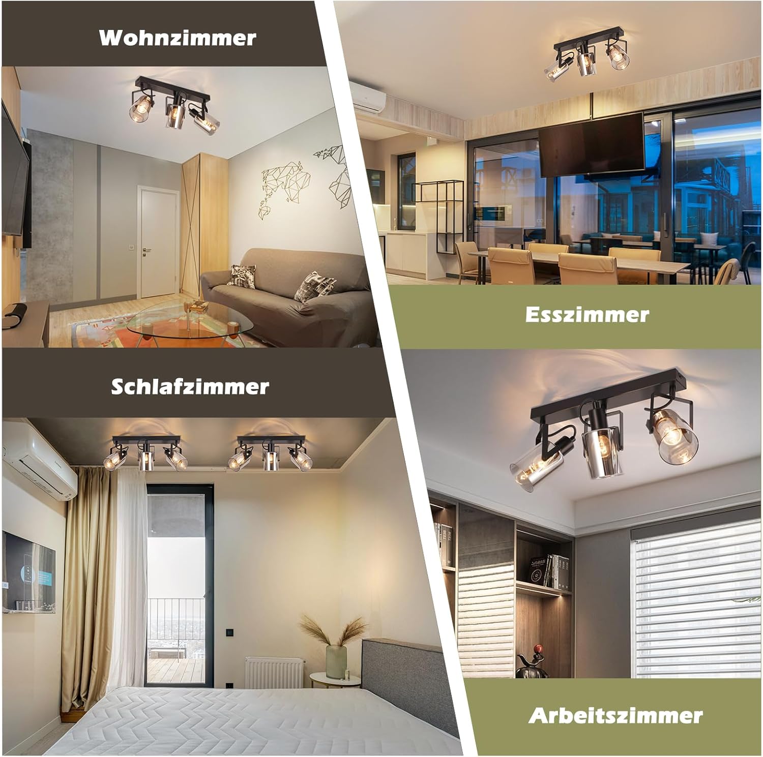 Cbjktx Faretto da Soffitto Nero 3 Fiamme E14 - immagine 6