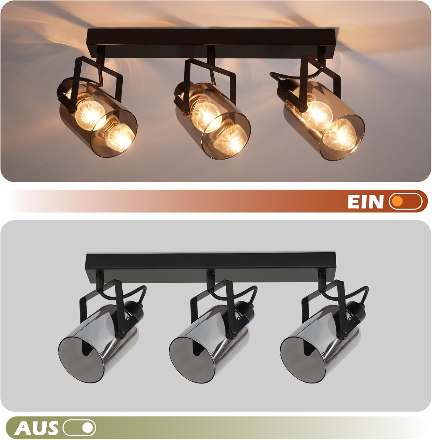 Cbjktx Faretto da Soffitto Nero 3 Fiamme E14 - immagine 7