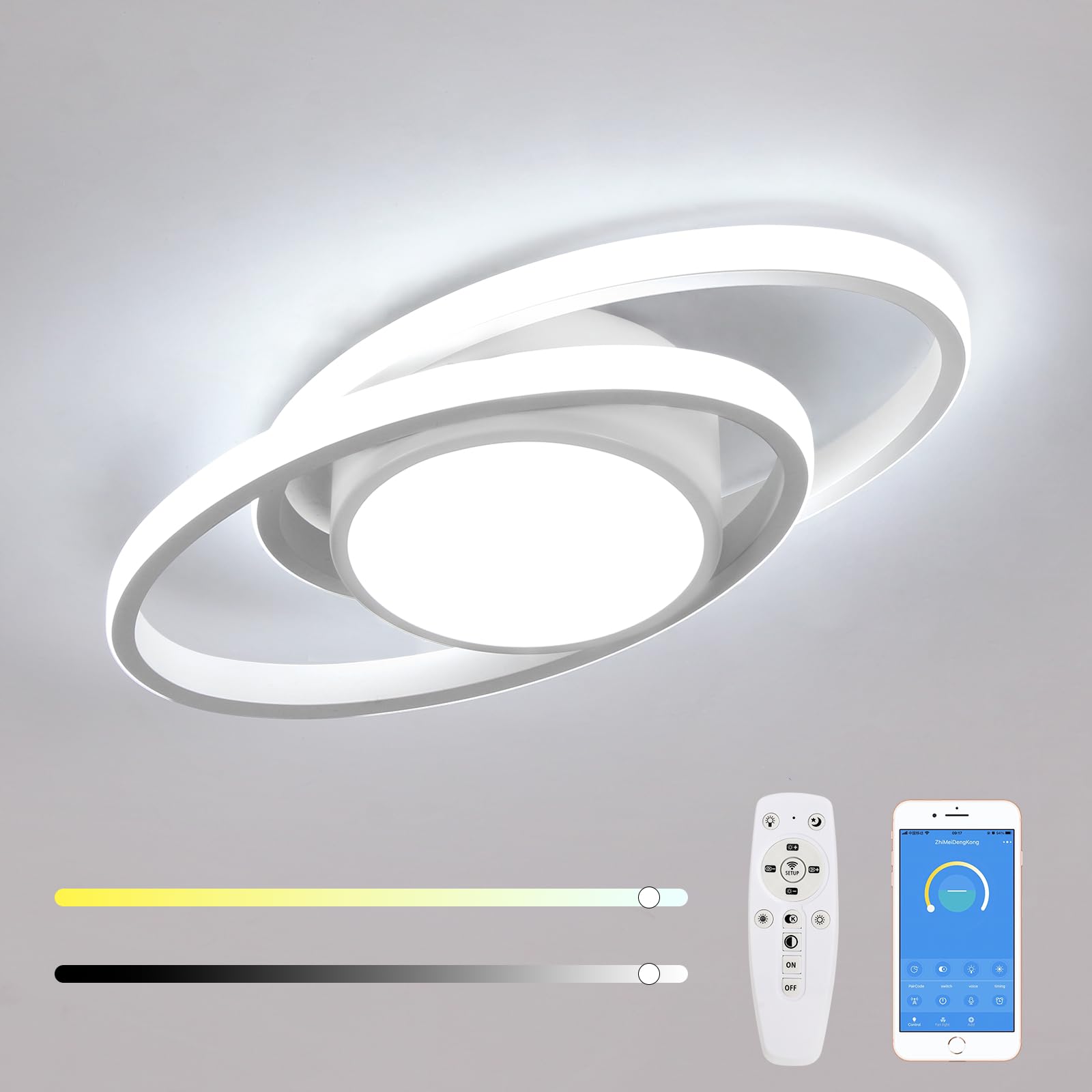 Mckalen Plafoniera LED Soffitto Dimmerabile 39W, Bianco