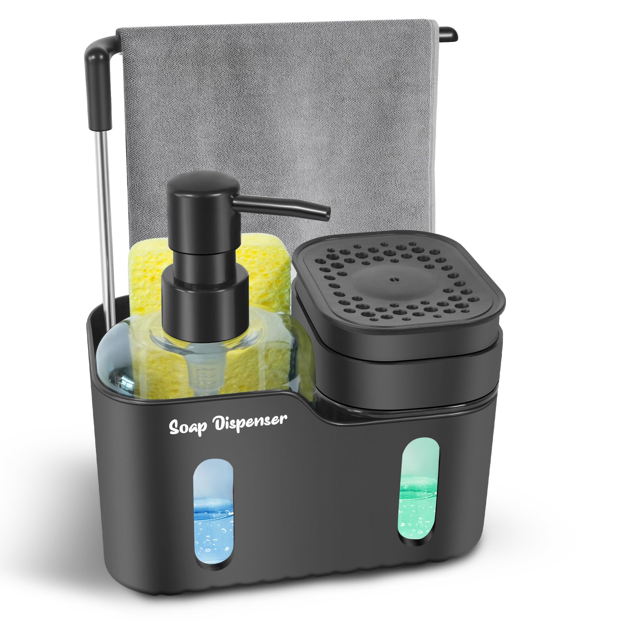 Set Doppio Dispenser Sapone 4 in 1 per Lavello Cucina