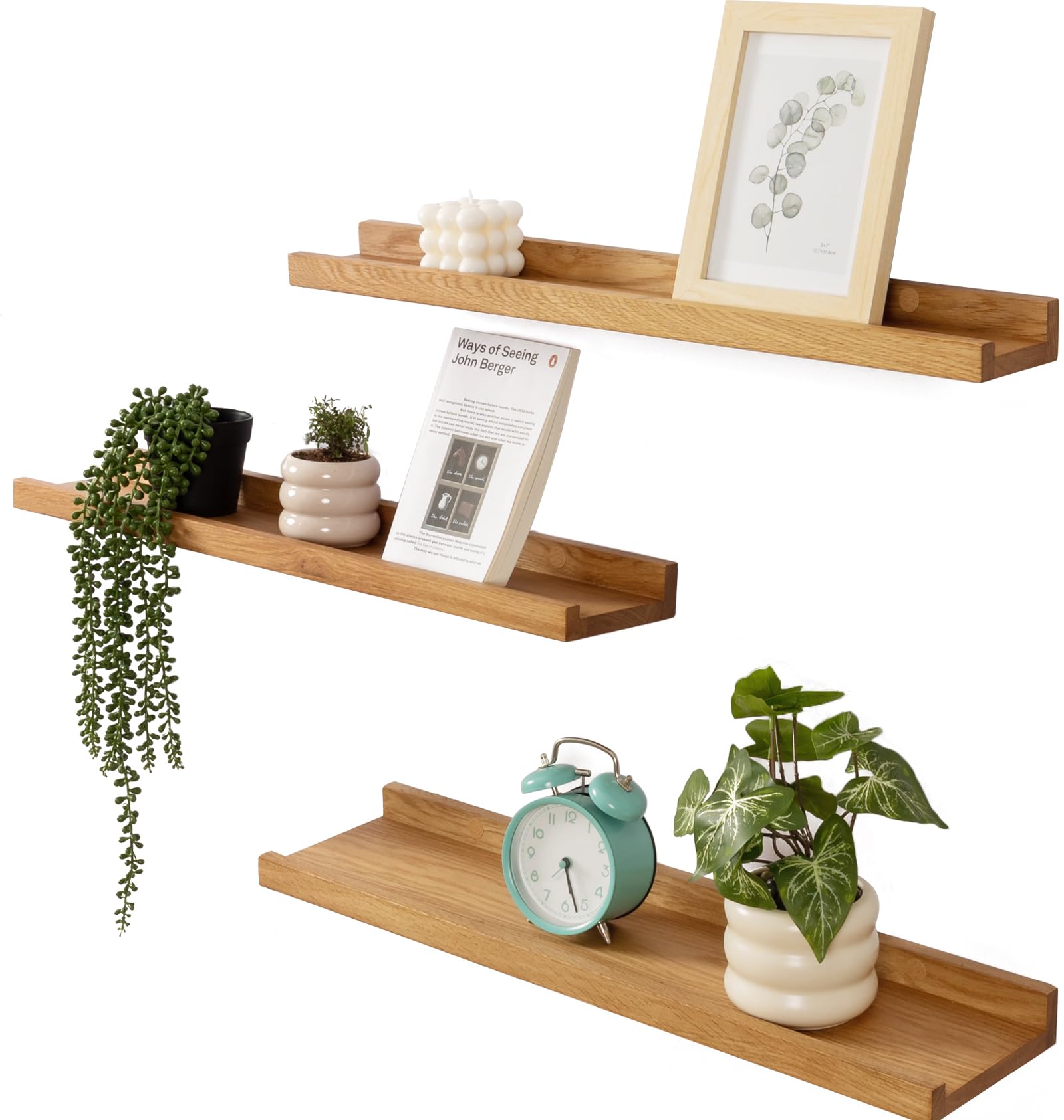 Gieanoo Mensole Galleggianti in Legno Rustico - Set da 3