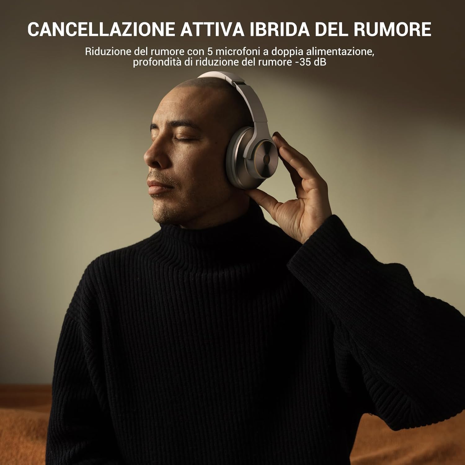 Oneodio A10 Cuffie Bluetooth Over Ear ANC Ibrida, Grigio - immagine 2