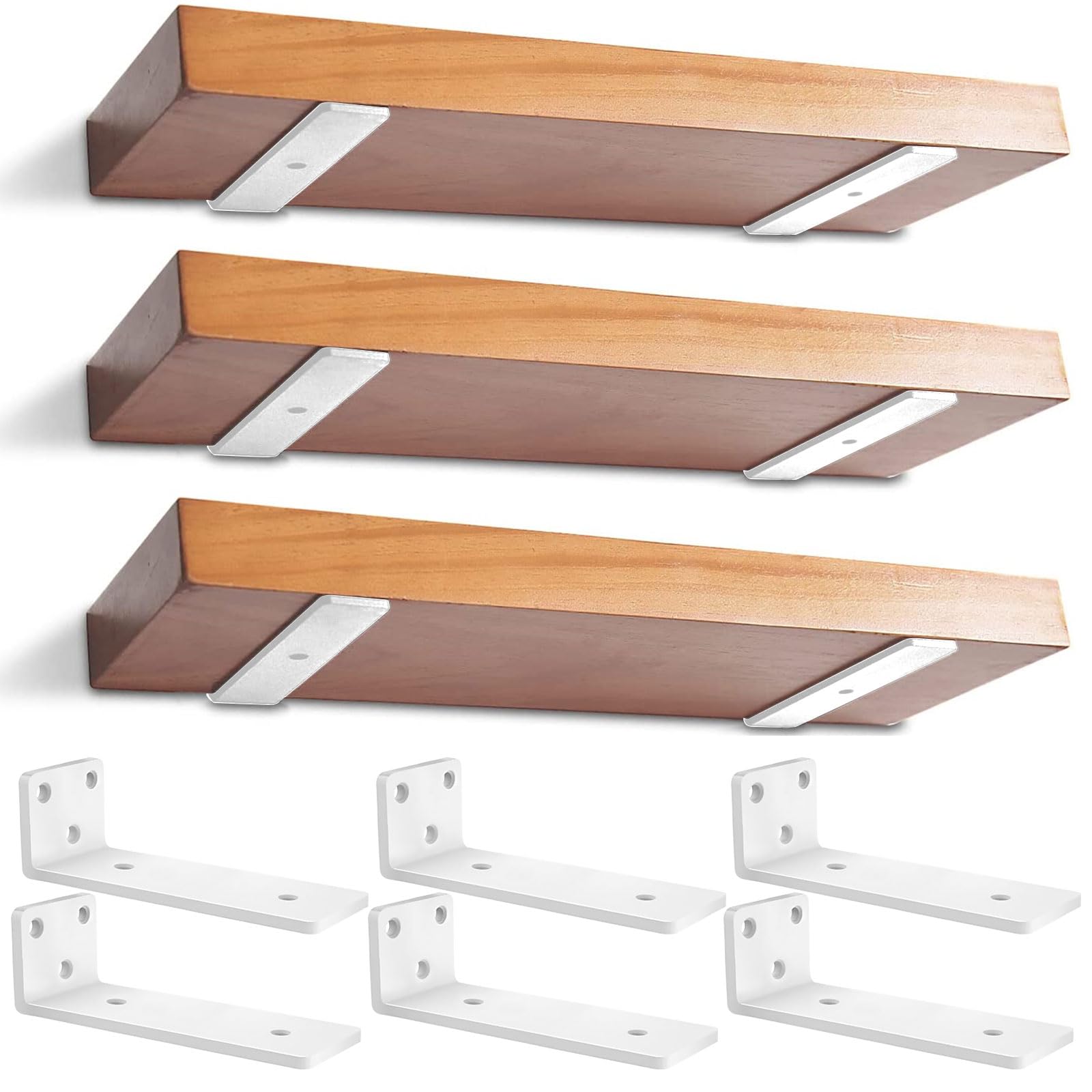 6 Staffe per Mensole Fluttuanti 20cm, Bianche